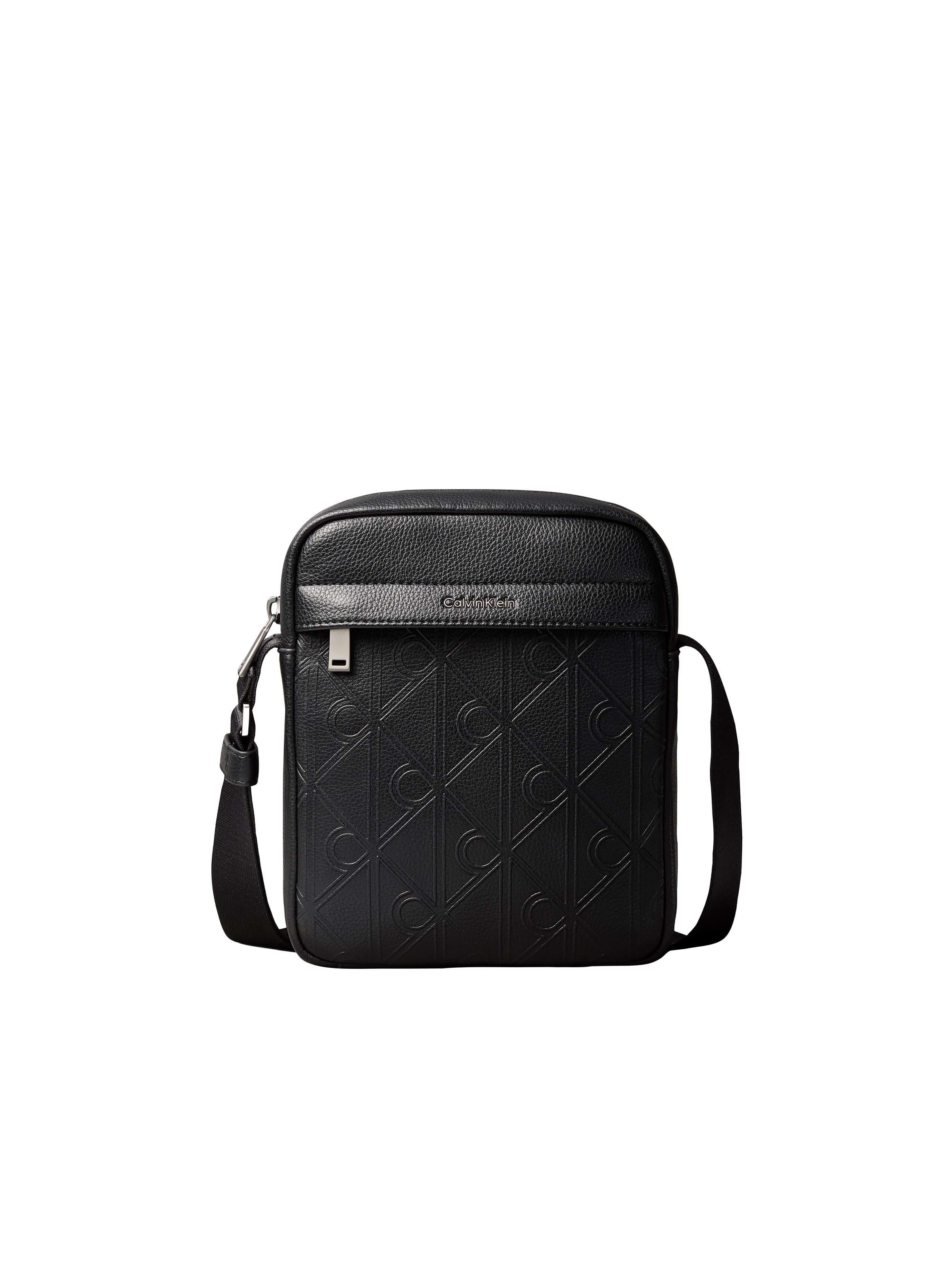 Calvin Klein Umhängetasche EMBLEM AOP DEBOSS REPORTER, Unisex Mini Bag, Body Bag, Schultertasche mit CK-Logoprägung