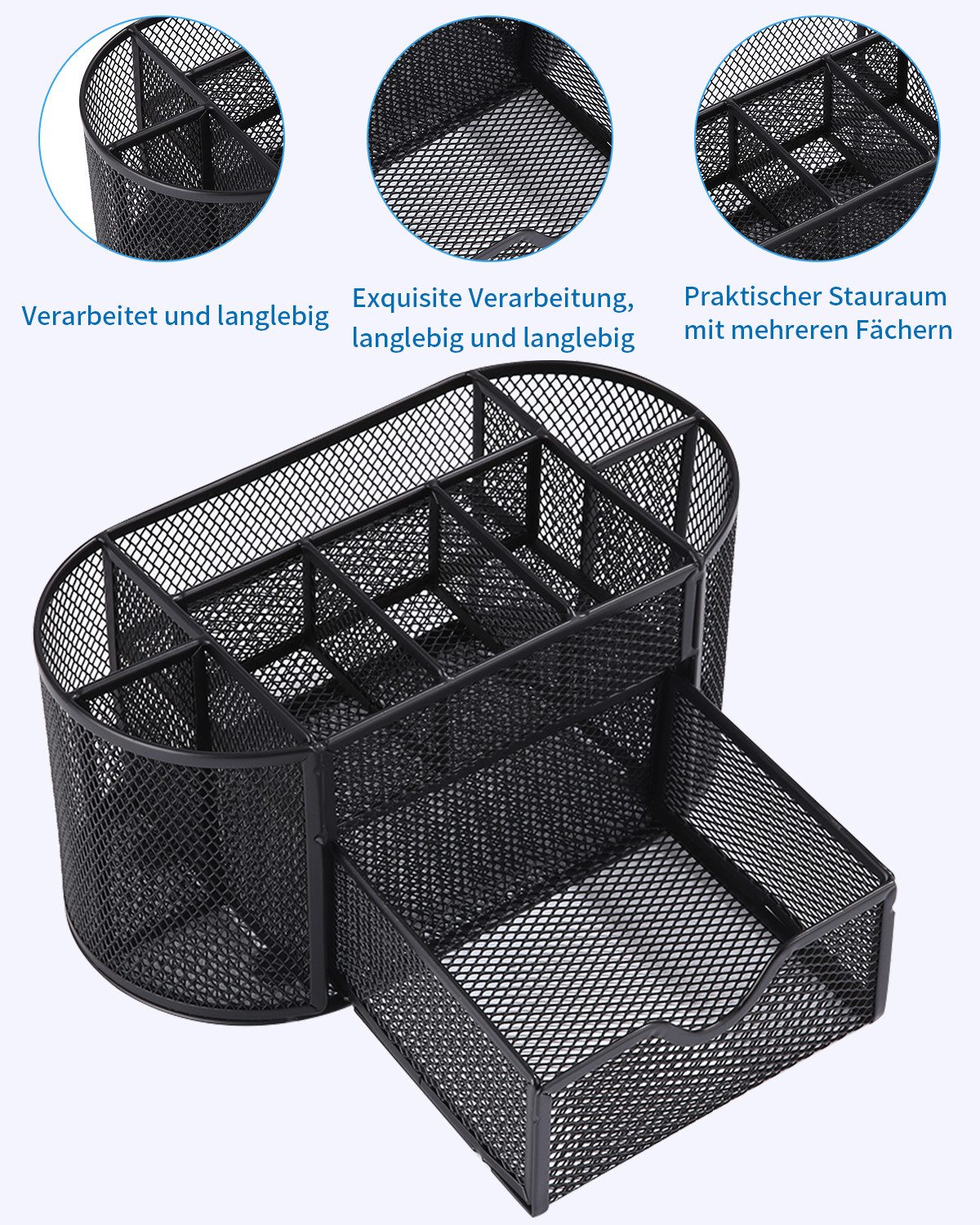SinLaw Regal-Schreibtisch Schreibtisch-Organizer, Büro-Organizer aus Metall, 9 Sortierfächer (1-St), Mit Schublade und Stifthalter