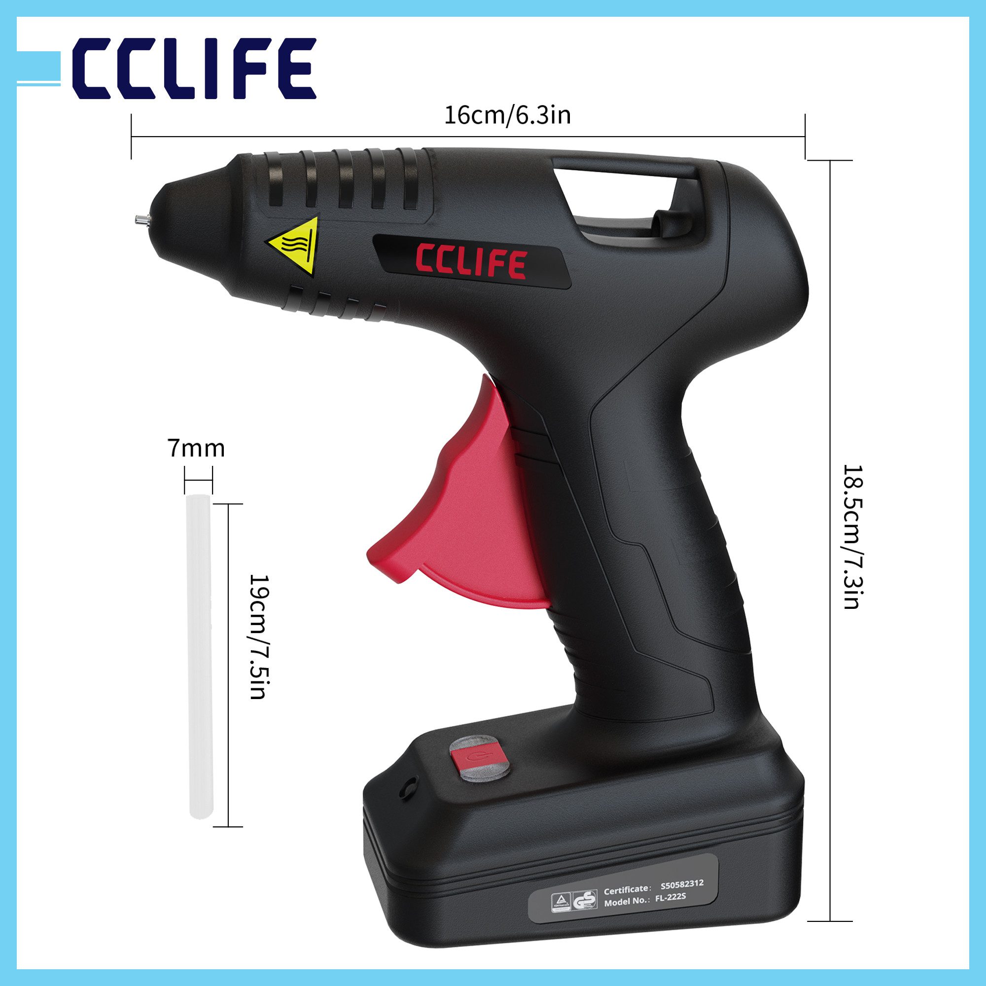 CCLIFE Heißklebepistole CCLIFE Heissklebepistole Akku 25s Schnell Aufheizen Klebepistole Typ C
