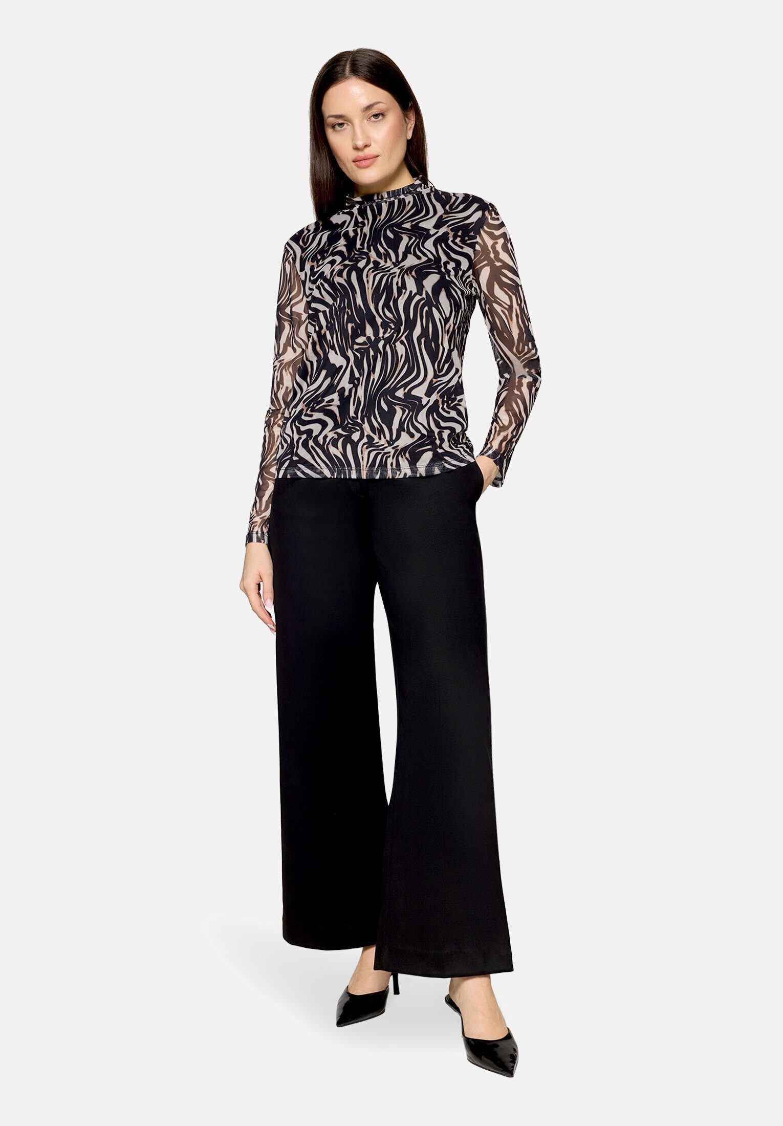 Betty&Co Kurzarmshirt Damen mit Stehkragen (1-tlg)