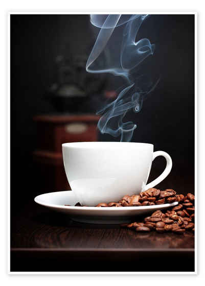 Posterlounge Poster Editors Choice, Kaffeetasse mit Rauch, Küche Fotografie