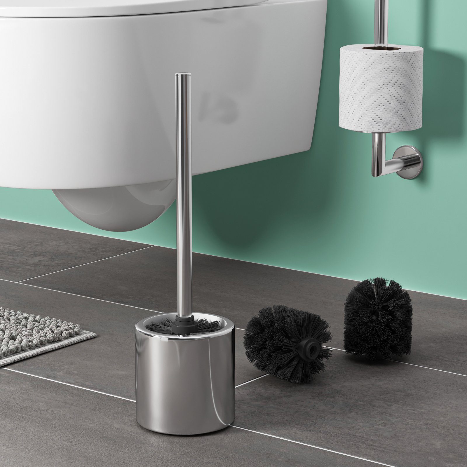 WC-Reinigungsbürste Innengewinde - schwarz Wellgro SET 78 Ø - - mm oder weiß 6er - Ersatz Farbe wählbar Bürstenköpfe