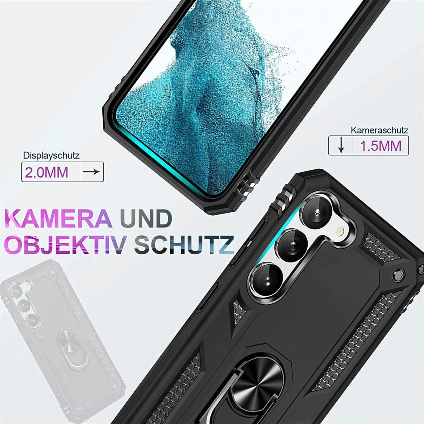 CoolGadget Handyhülle Armor Shield Case für Samsung Galaxy S23 6,1 Zoll, Outdoor Cover mit Magnet Ringhalterung Handy Hülle für Samsung S23 5G