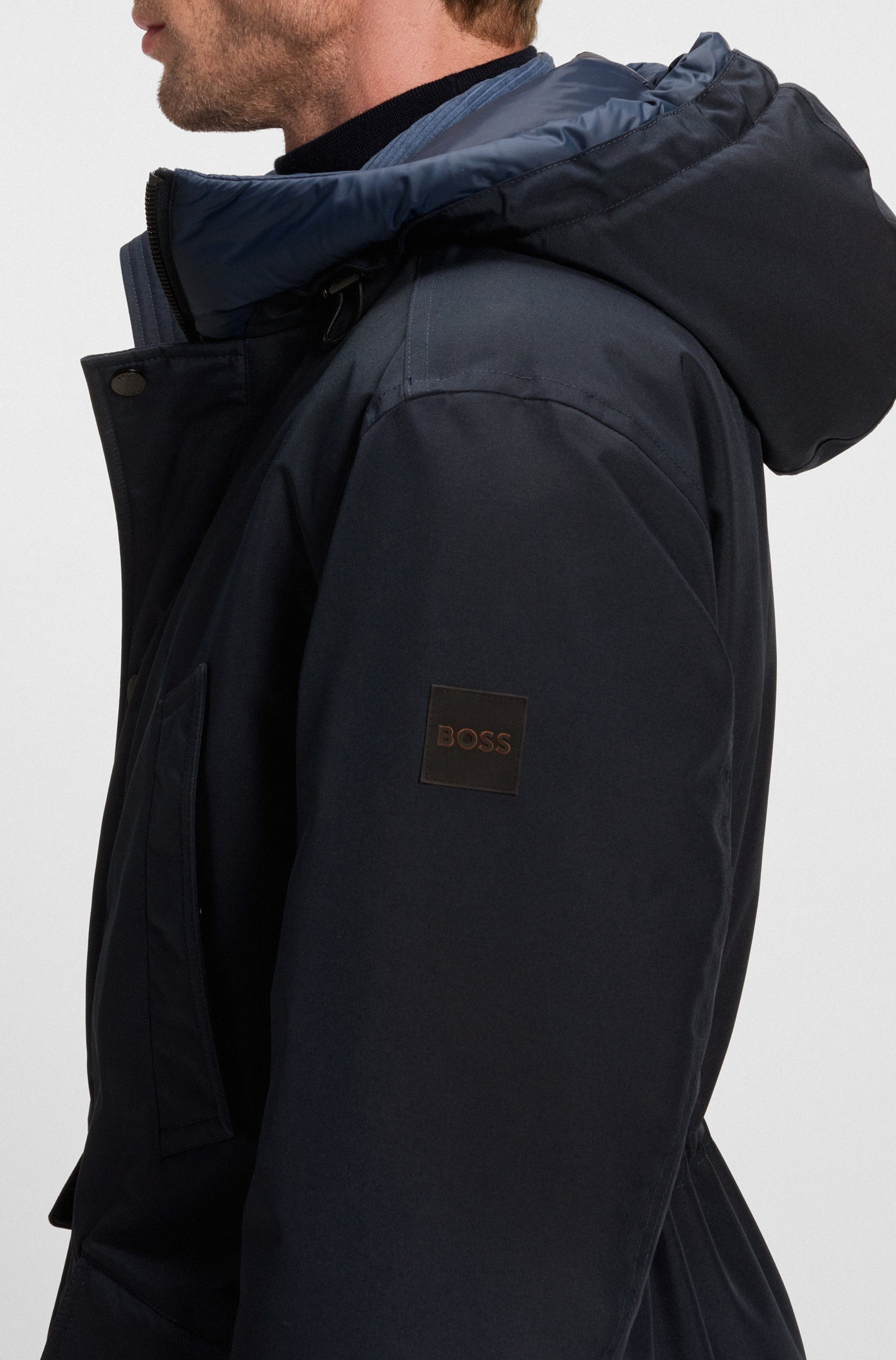 BOSS ORANGE Parka Osiass relaxed fit, mit wattierter Kapuze, verdeckter Reißverschluss