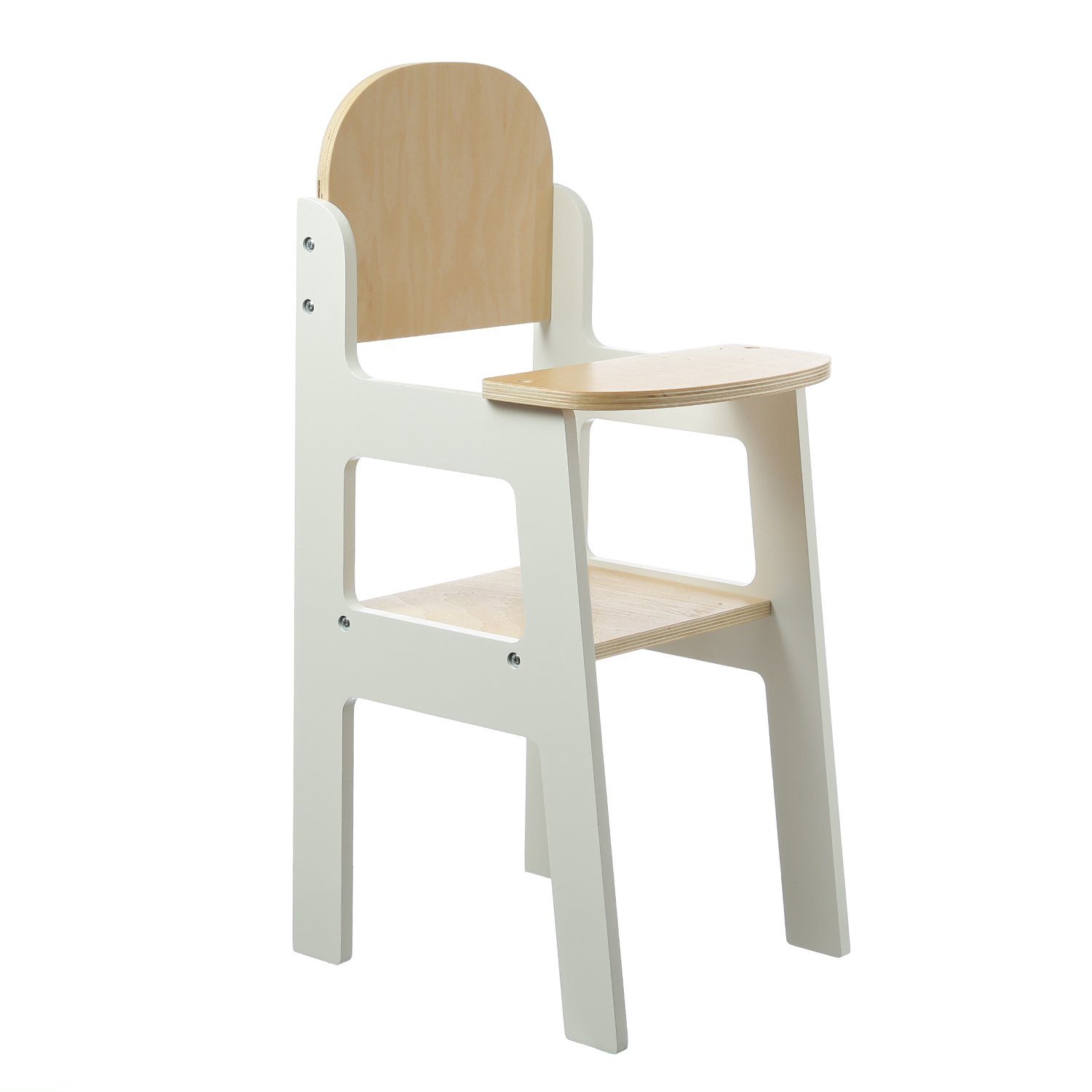 HOLLYHOPPER Puppenhochstuhl Puppenhochstuhl Spielstuhl aus Holz Puppenstuhl H: 47cm weiß braun