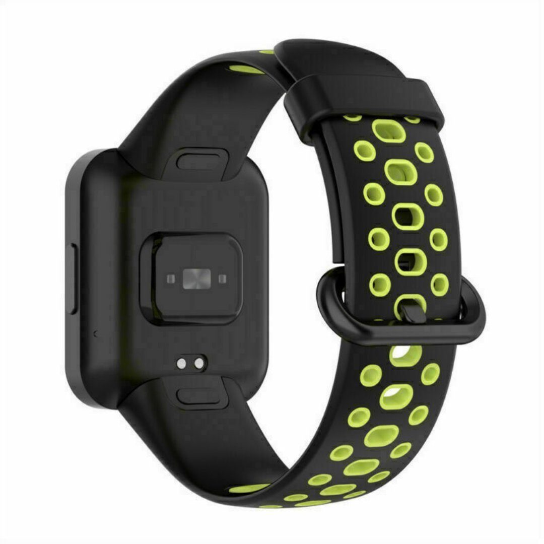 SmartUP Uhrenarmband Sport Silikon Armband für Xiaomi Mi Watch Lite 2 / Redmi Watch 2, Sportarmband, Silikon Ersatz Armband #3 Schwarz - Grün