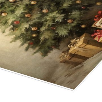 Posterlounge Poster Olga Telnova, Weihnachtsbaum mit Geschenken, Kinderzimmer Kindermotive