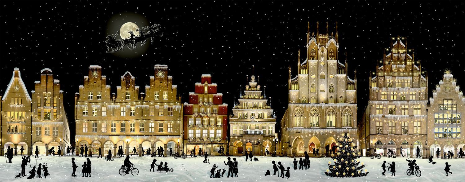 Coppenrath Terminplaner Wand-Adventskalender – Weihnachtliches Stadtpanorama
