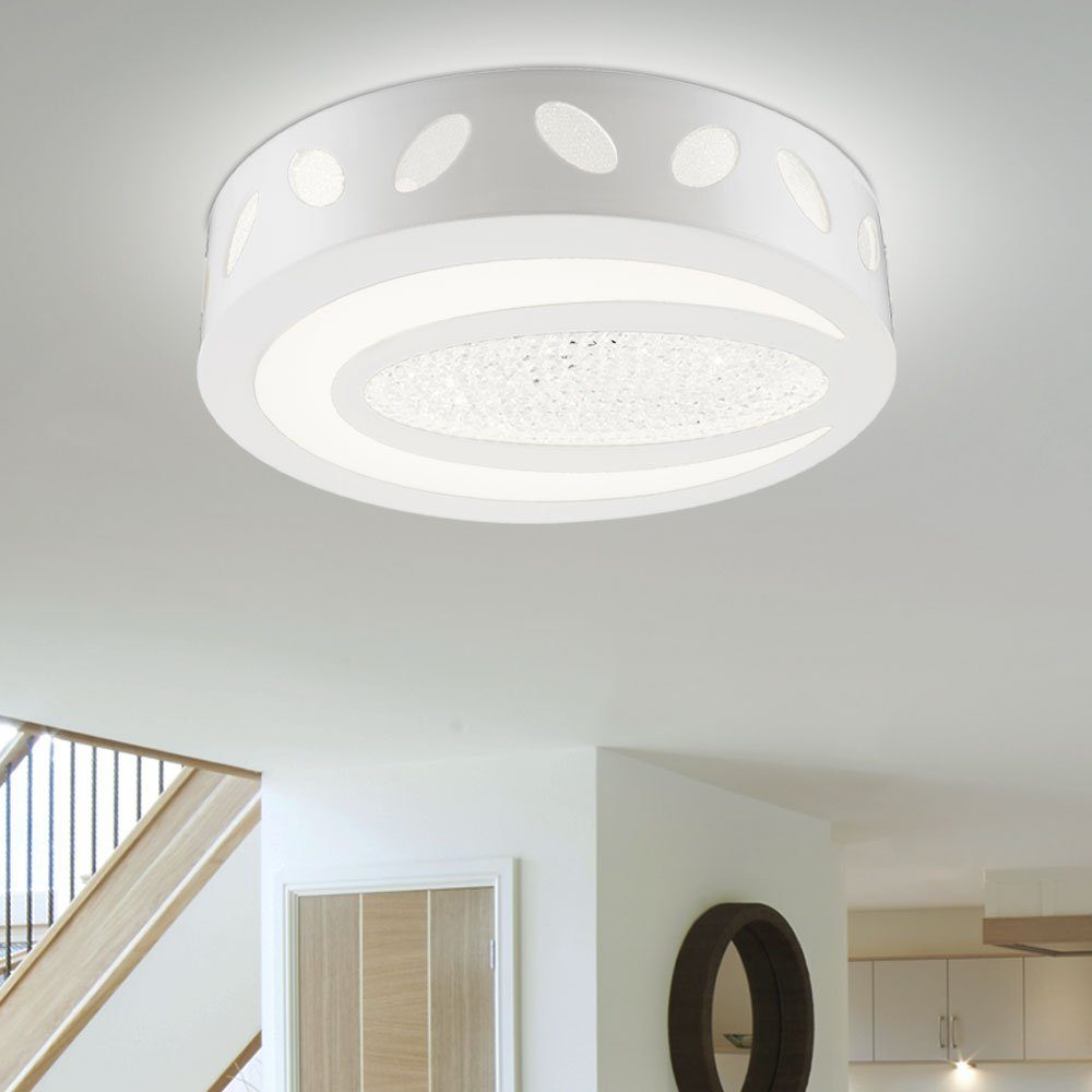 etc-shop LED Deckenleuchte, Leuchtmittel Kristall Wohnzimmerleuchte Deckenleuchte LED inklusive, weiß Deckenlampe Neutralweiß