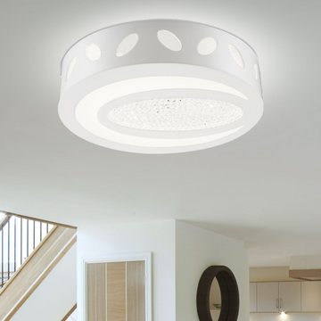 etc-shop LED Deckenleuchte, Leuchtmittel inklusive, Neutralweiß, Deckenleuchte Kristall LED Deckenlampe Wohnzimmerleuchte weiß
