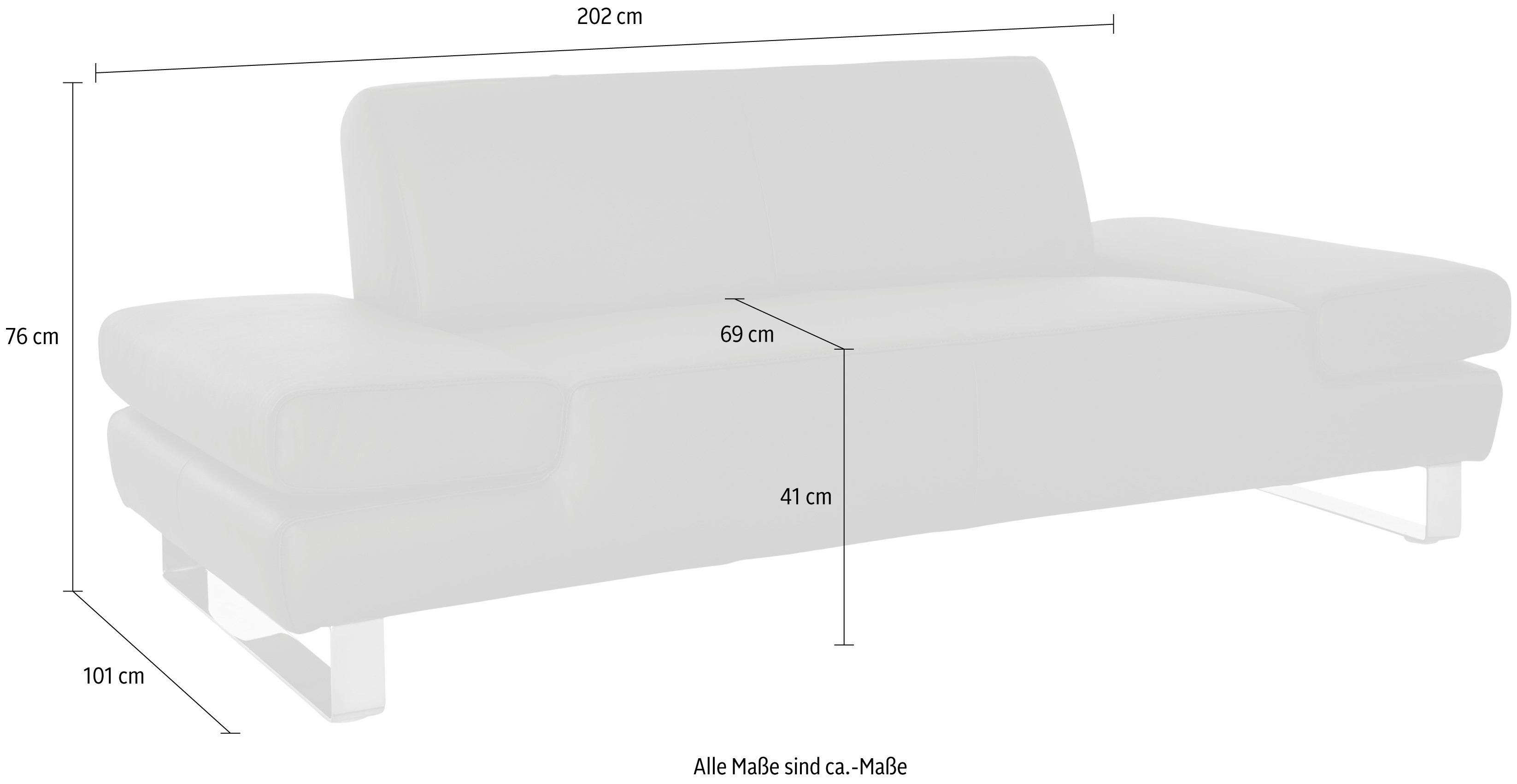 Armlehnenverstellung taboo, 2-Sitzer inklusive mit W.SCHILLIG Übertiefe,