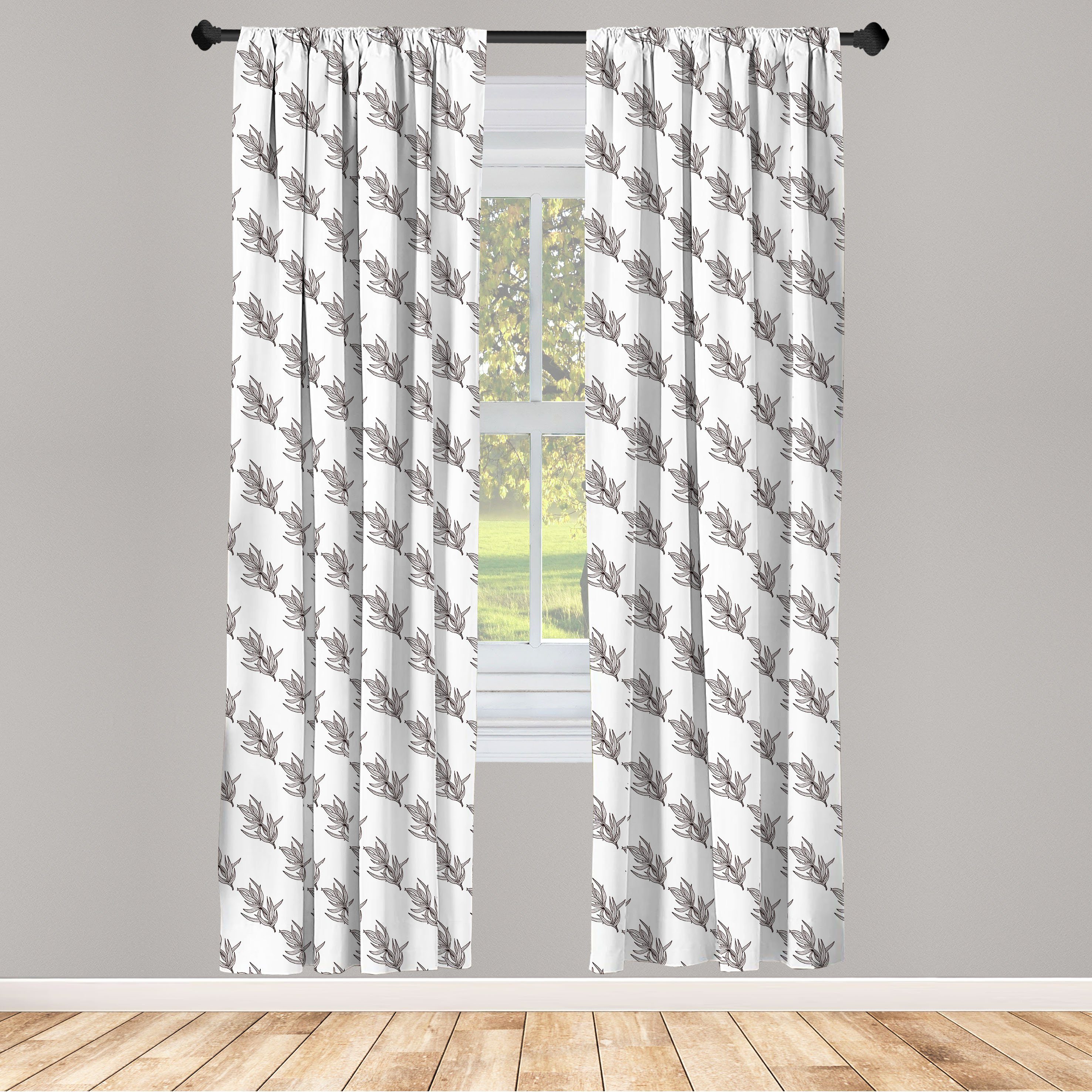 Gardine Vorhang für Wohnzimmer Schlafzimmer Dekor, Abakuhaus, Microfaser, Pflanzen Stem Blätter und Tarragons