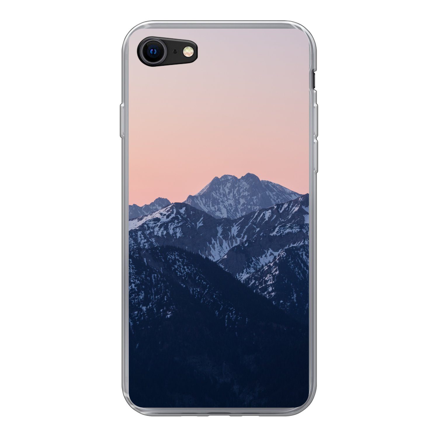 MuchoWow Handyhülle Alpen - Berg - Sonnenuntergang - Schnee, Handyhülle Apple iPhone 8, Smartphone-Bumper, Print, Handy Schutzhülle