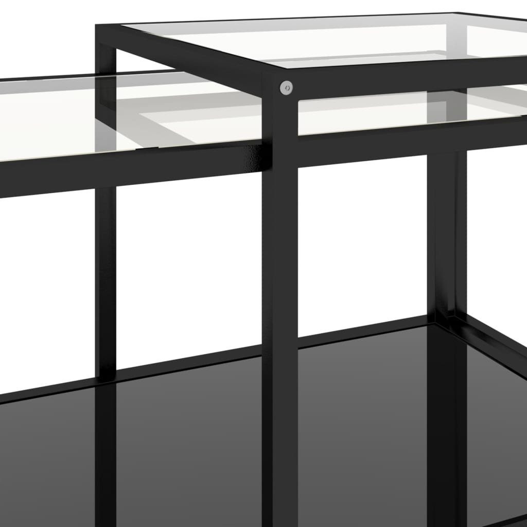 vidaXL Beistelltisch Transparent Schwarz (2-St) Schwarz Schwarz und und Beistelltische 2 Hartglas Transparent Stk. 