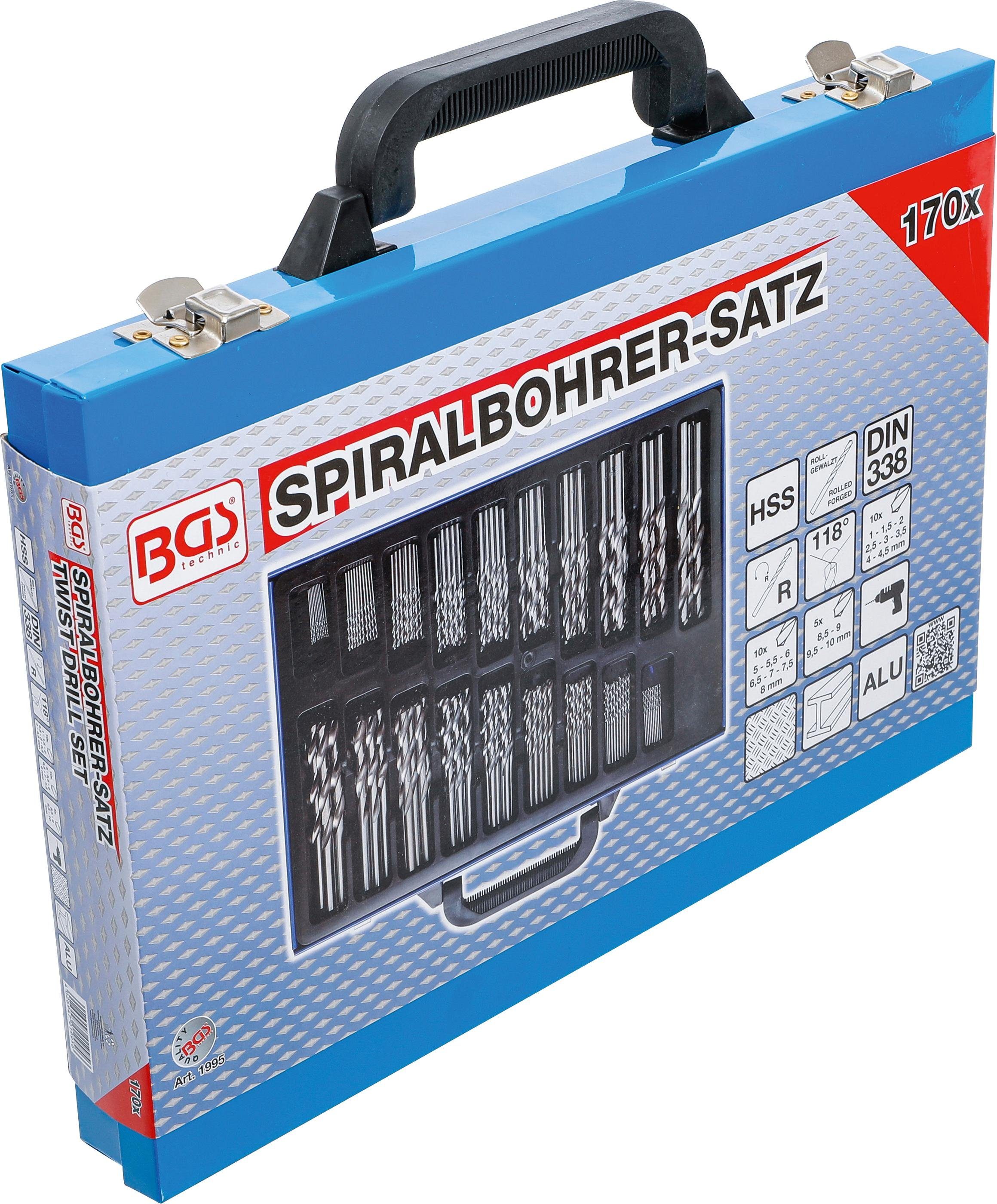 BGS technic Spiralbohrer Spiralbohrer-Satz, HSS, mm, 10 1 - 170-tlg