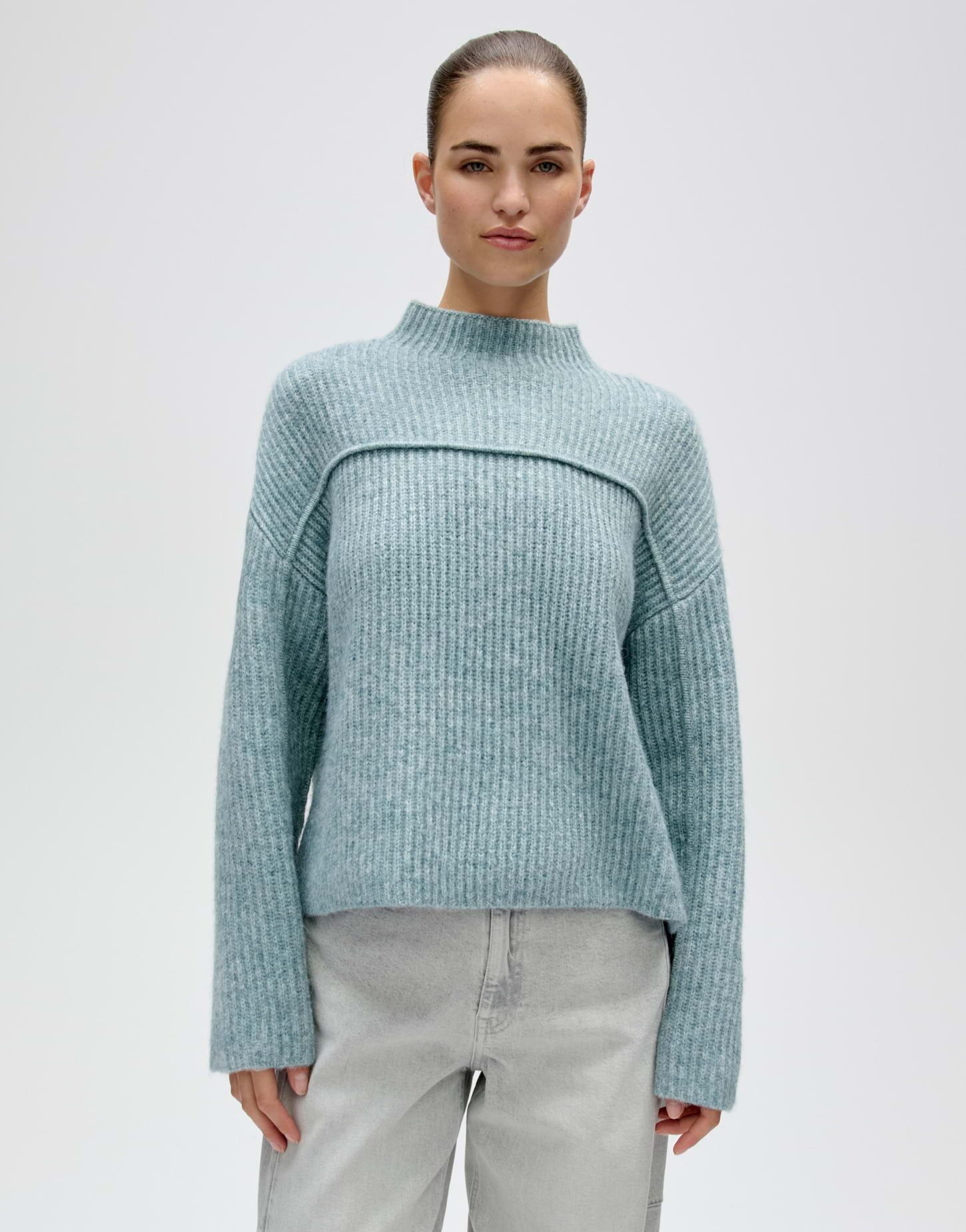 OPUS Strickpullover Poffa aus Rippstrick mit flauschiger Struktur Weite Silhouette mit flauschiger Rippstruktur und Biesendetail