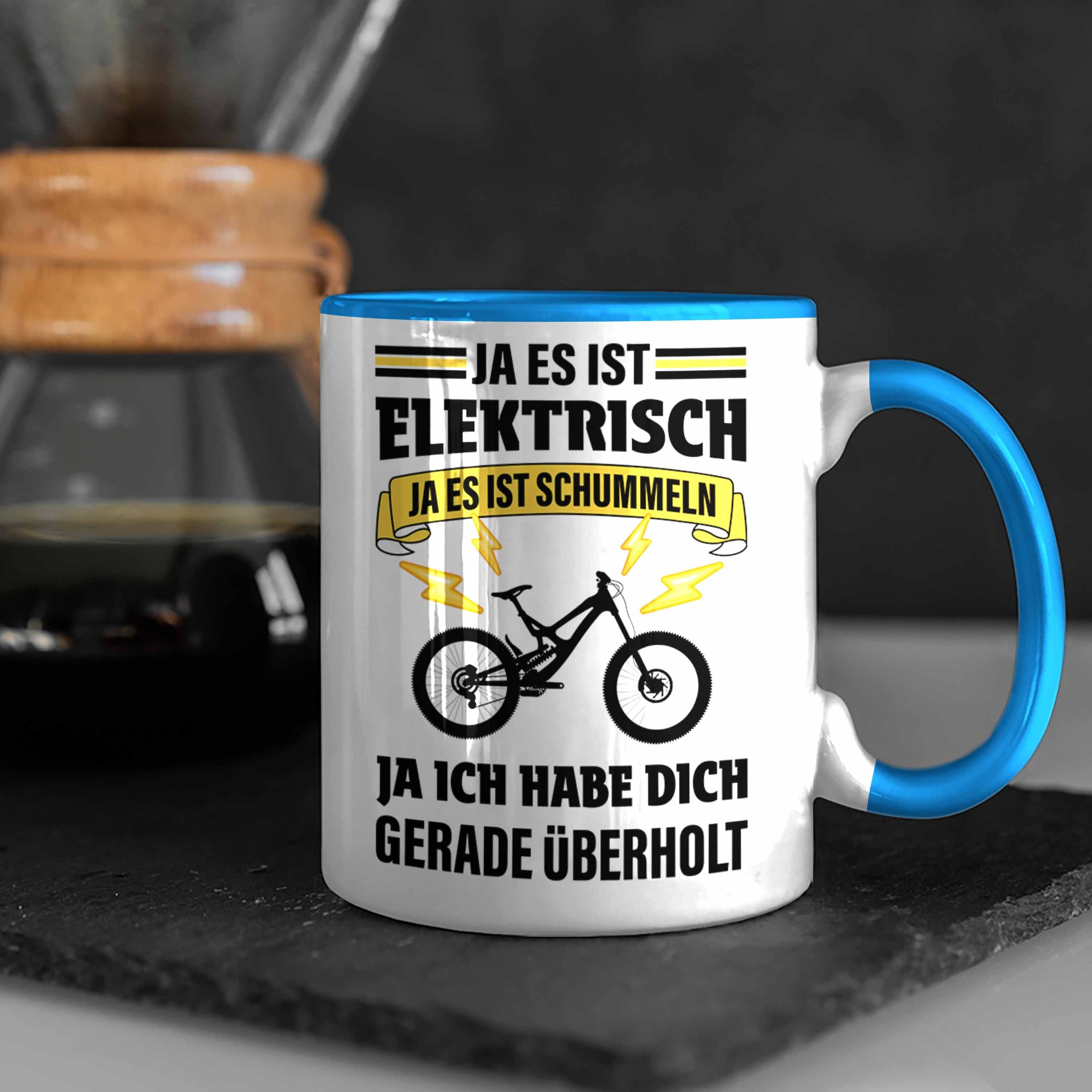 Trendation Tasse Ebike Spruch mit Lustige Geschenke Trendation E-Bike - Blau Kaffeetasse Geschenk Tasse Elektrofahrrad