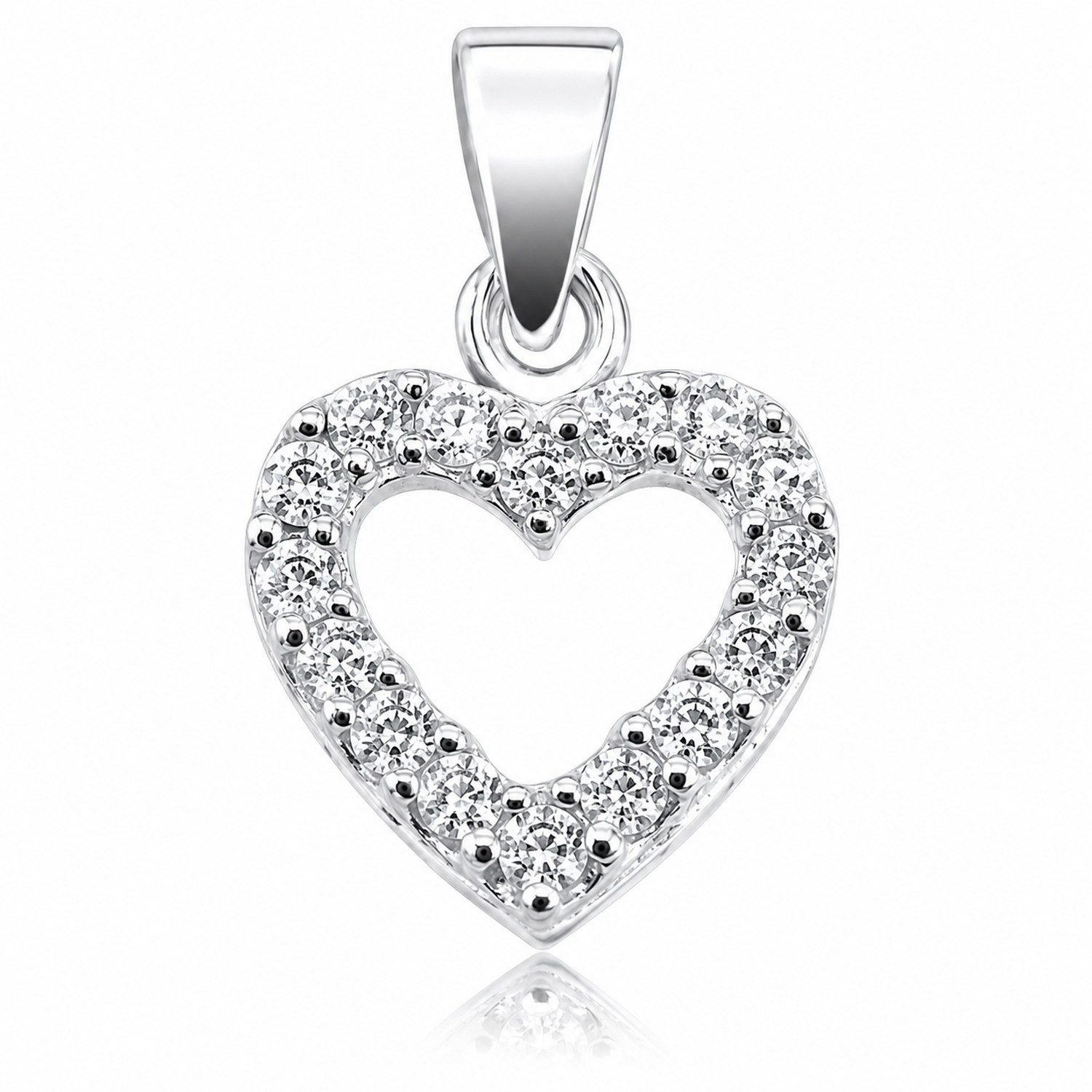 LUISIA® Kettenanhänger Anhänger Herz mit Zirkonia - 925 Sterling Silber (inkl. Schmuckbox)