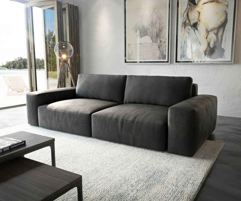 DELIFE Big-Sofa Lanzo, XL Lederimitat Vintage Anthrazit 270x130 cm