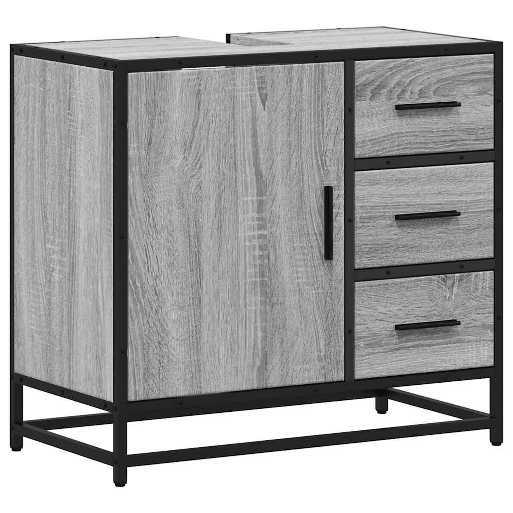 vidaXL Badezimmer-Set Waschbeckenunterschrank Grau Sonoma 65x33x60 günstig online kaufen