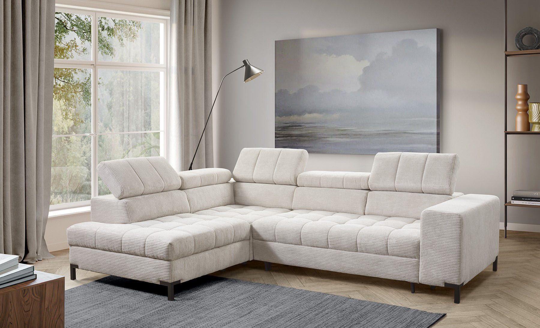 exxpo - sofa fashion Ecksofa Bocco, hochwertige Verarbeitung, toller Sitzkomfort, bequem, L-Form, wahlweise mit Bettfunktion u. Bettkasten, inkl. Kopfteilverstellung