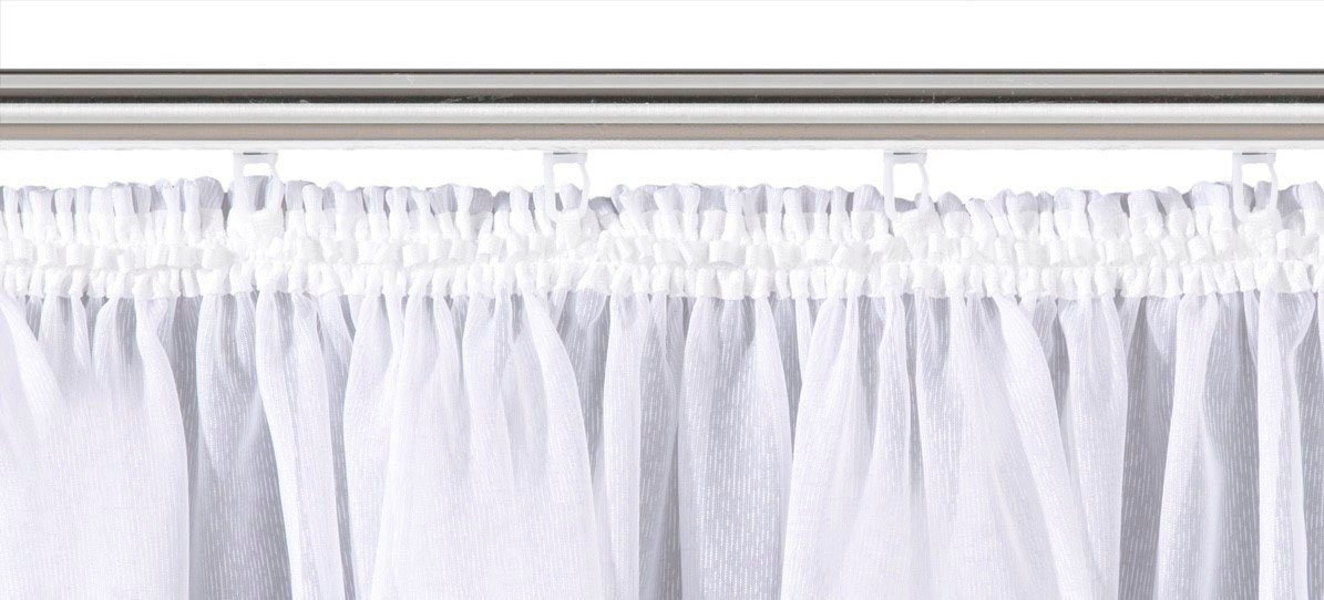 Weckbrodt Gardine Brüssel (1 St), Kräuselband, halbtransparent, Voile, echte Stickerei, Voile, halbtransparent, Bordüre, Kante, gebogt, Store