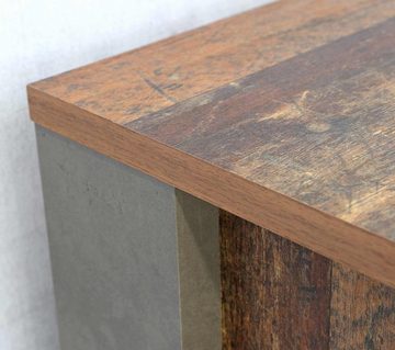 FORTE Sideboard Sideboard Kommode CLIF 4 Türen 2 Schubladen Optik: Old Wood Vintage