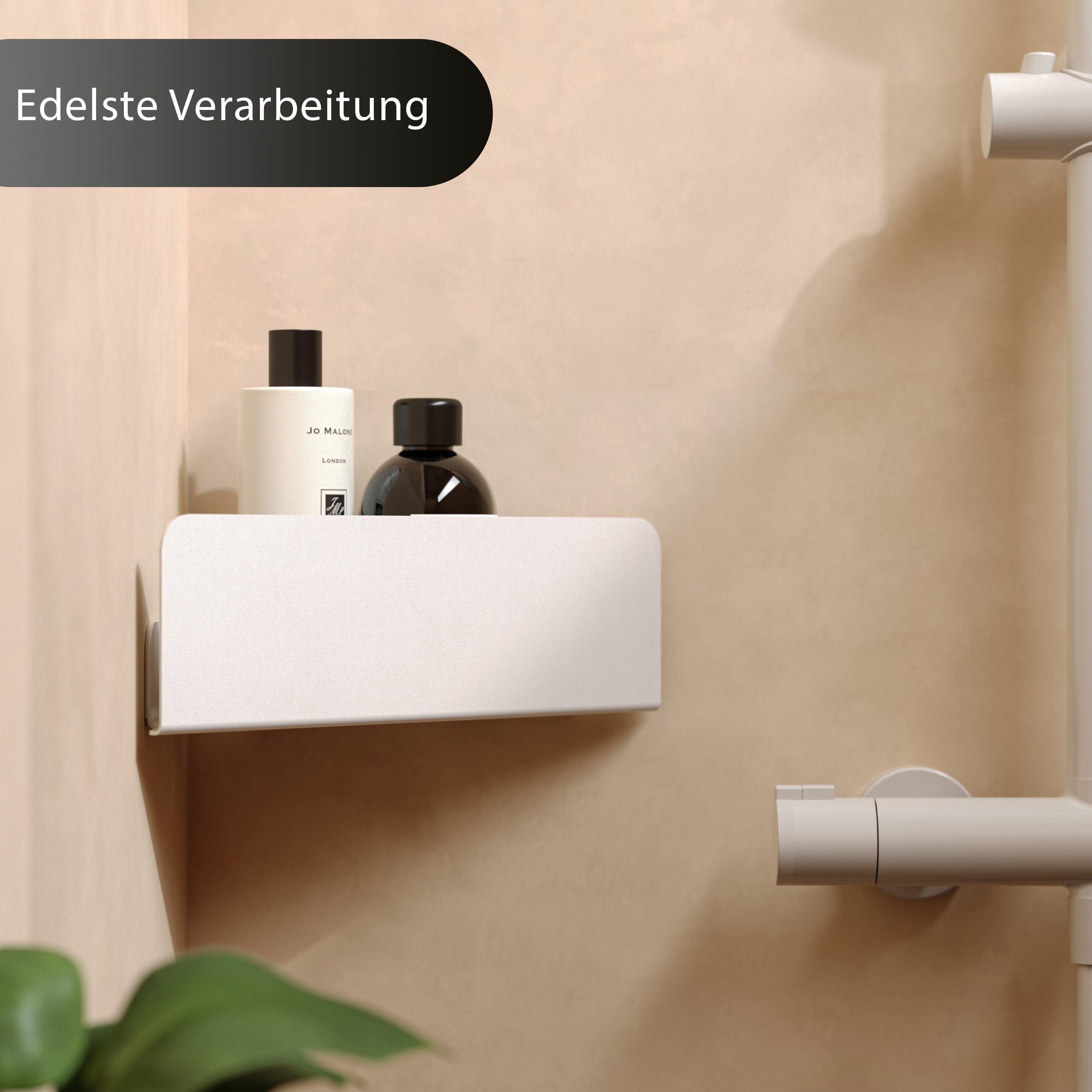 Dolvhin Duschablage ohne Bohren Ecke, Eckregal, Duschregal ecke ohne Bohren, Duschkorb, Badablage, Mit Wasser Ablaufrillen, Inkl. extra starkem Montage Klebeset