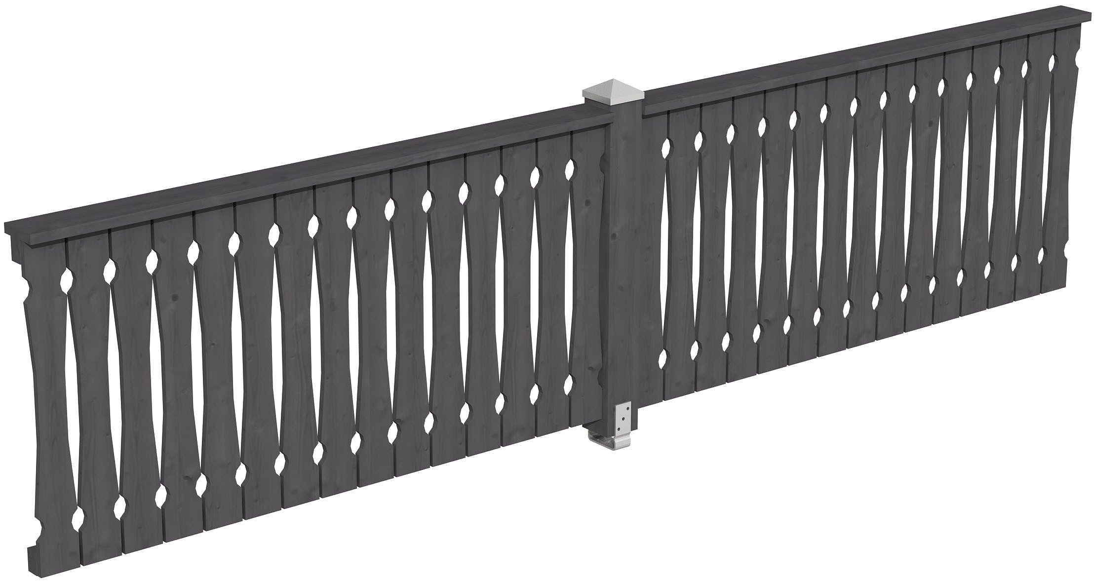 Skanholz Brüstungsgeländer Balkonschalung, 400 cm Länge, 96 cm Höhe, mit 1 Pfosten