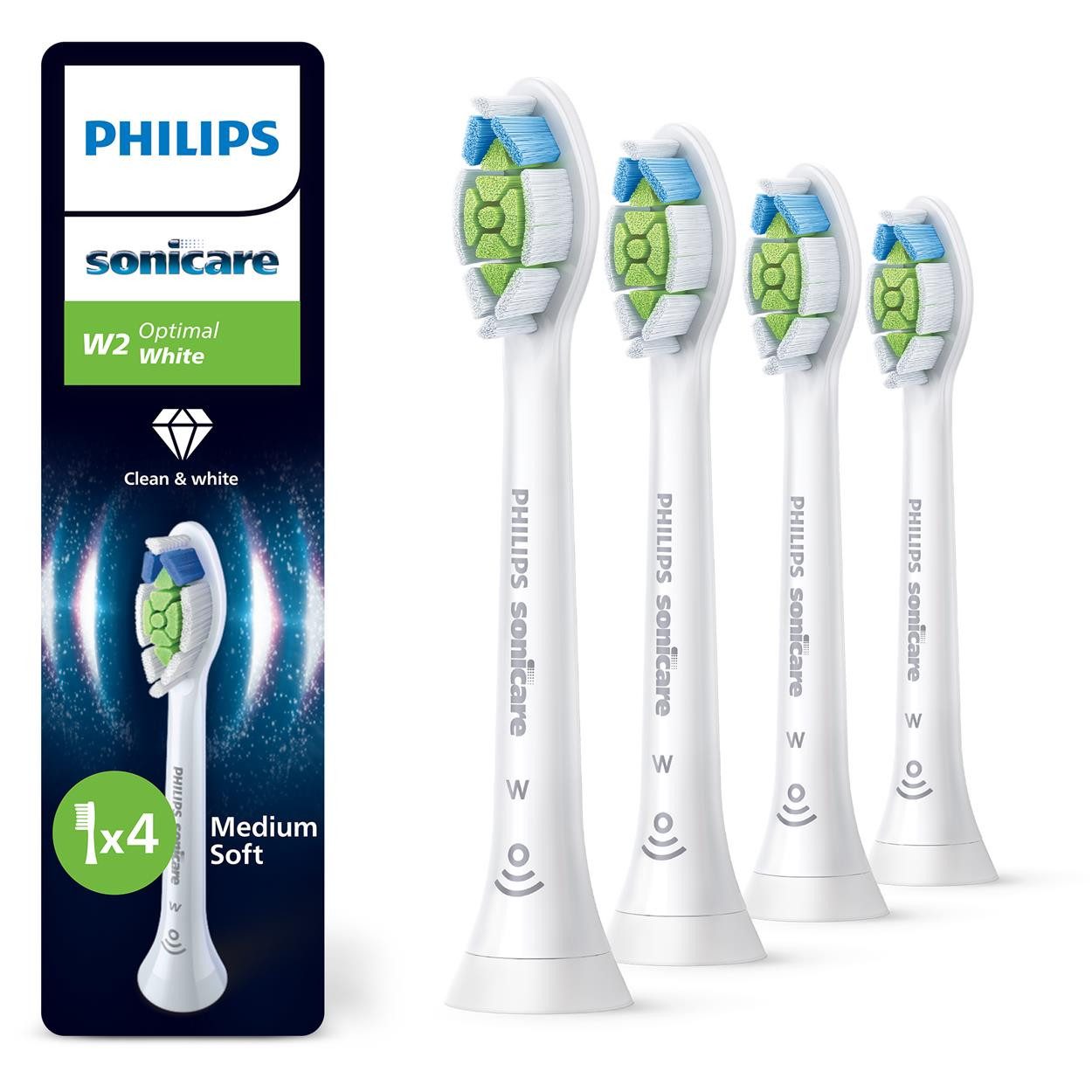 Philips Sonicare Щетки W2 Optimal White, für weißere Zähne, für jedes Sonicare Handstück