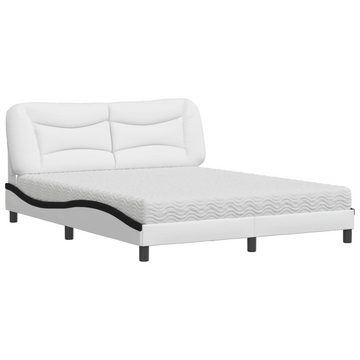 vidaXL Bett Bett mit Matratze Weiß und Schwarz 160x200 cm Kunstleder