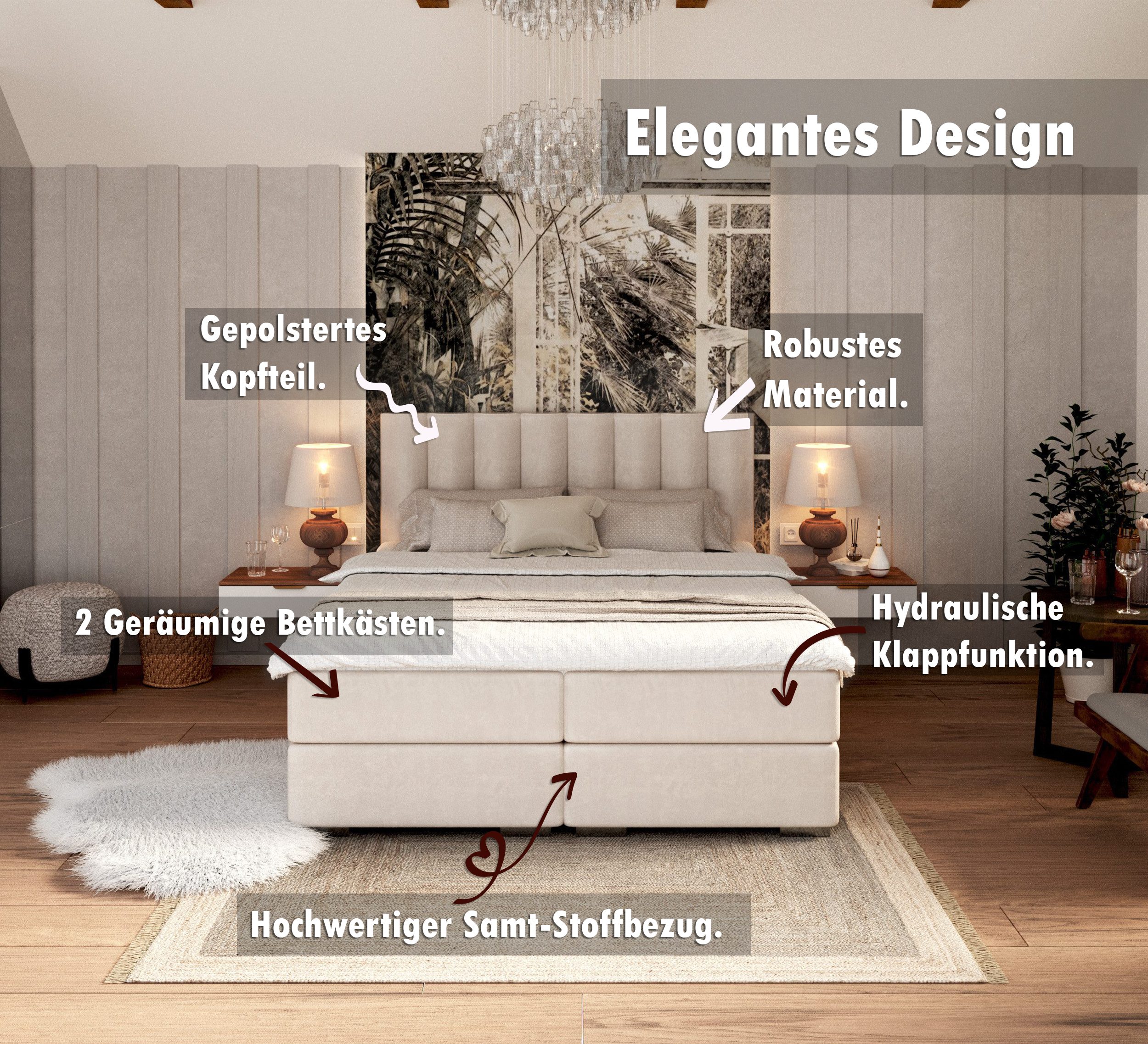 thematys Boxspringbett Velours Polsterbett Stauraumbett Bett 140x200, 160x2 günstig online kaufen