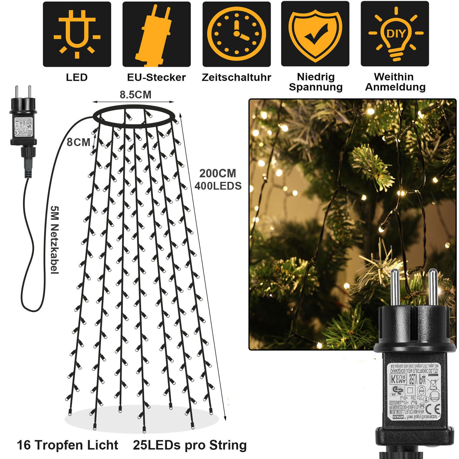 MUPOO LED-Baummantel 2025 Neu LED Baummantel Weihnachtsbeleuchtung Lichterk günstig online kaufen