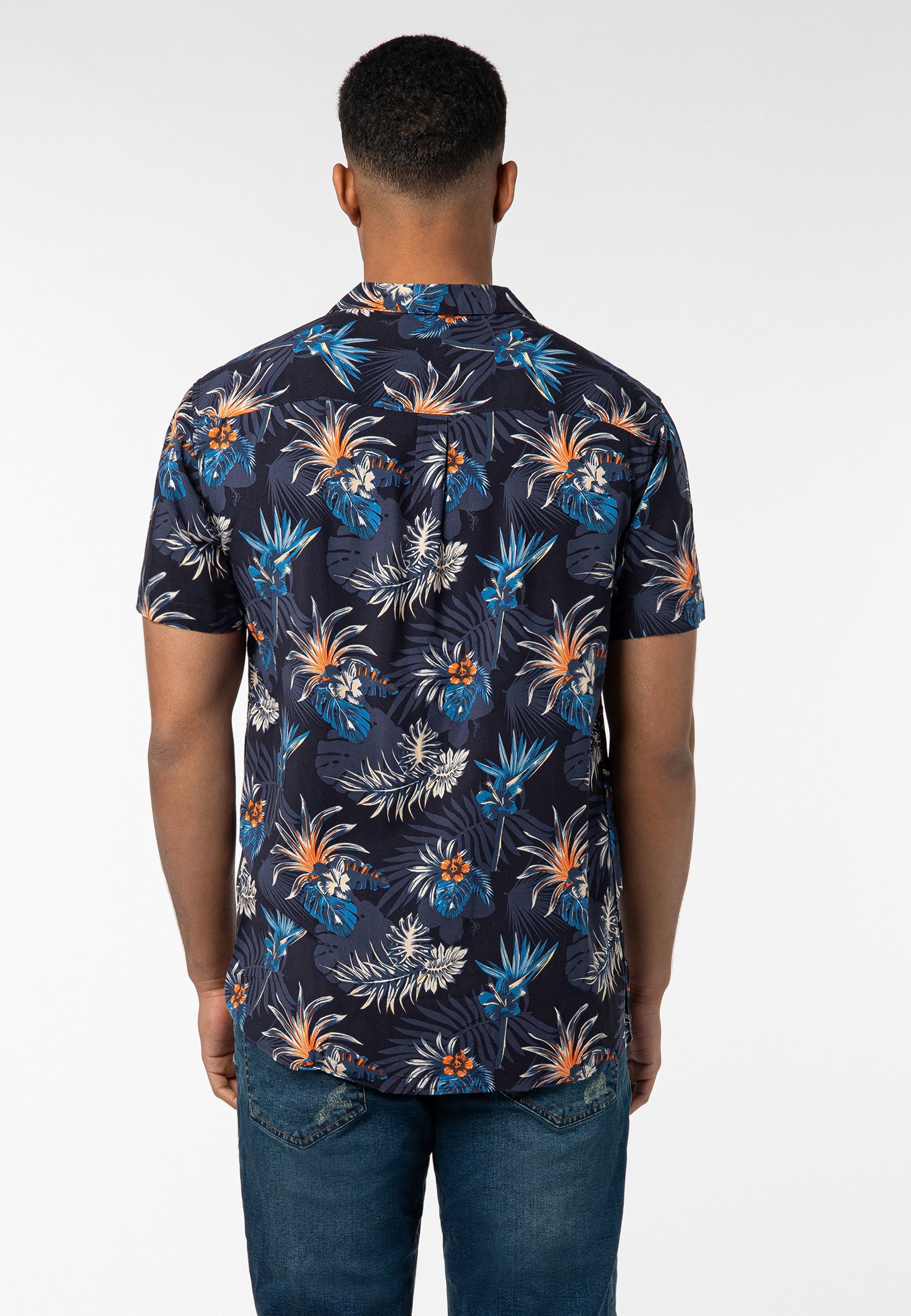 Urban Surface Kurzarmhemd Herren Freizeithemd Allover-Print günstig online kaufen