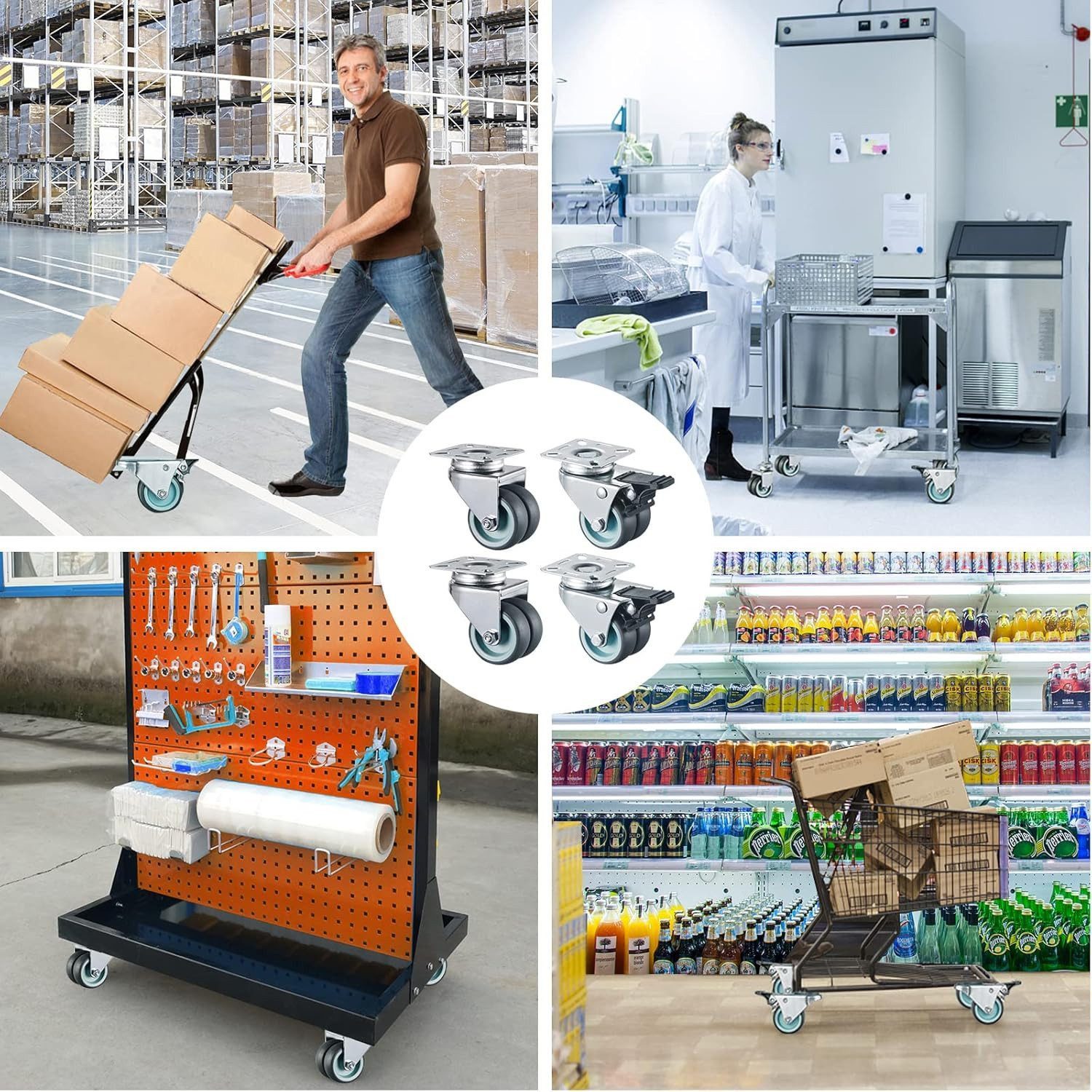 BlingBin Schwerlastrolle 4/8 Stücke 50mm Lenkrollen Doppelrollen Möbelrolle günstig online kaufen