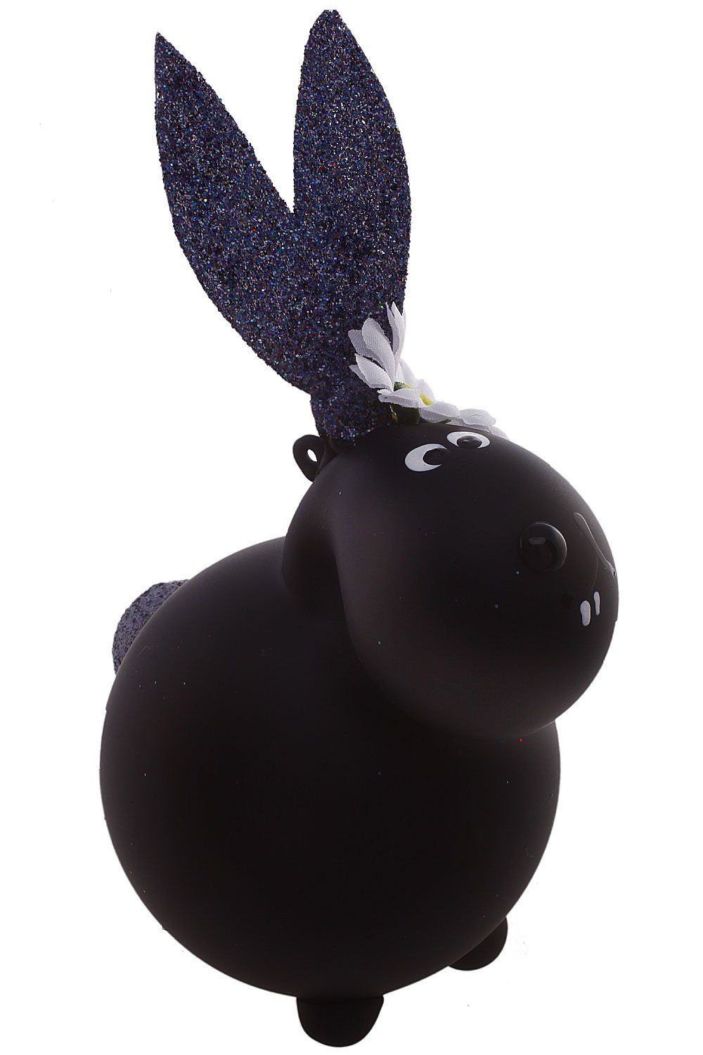 Hamburger Weihnachtskontor Osterhase Hase schwarz matt (1-tlg), mundgeblasen - handdekoriert