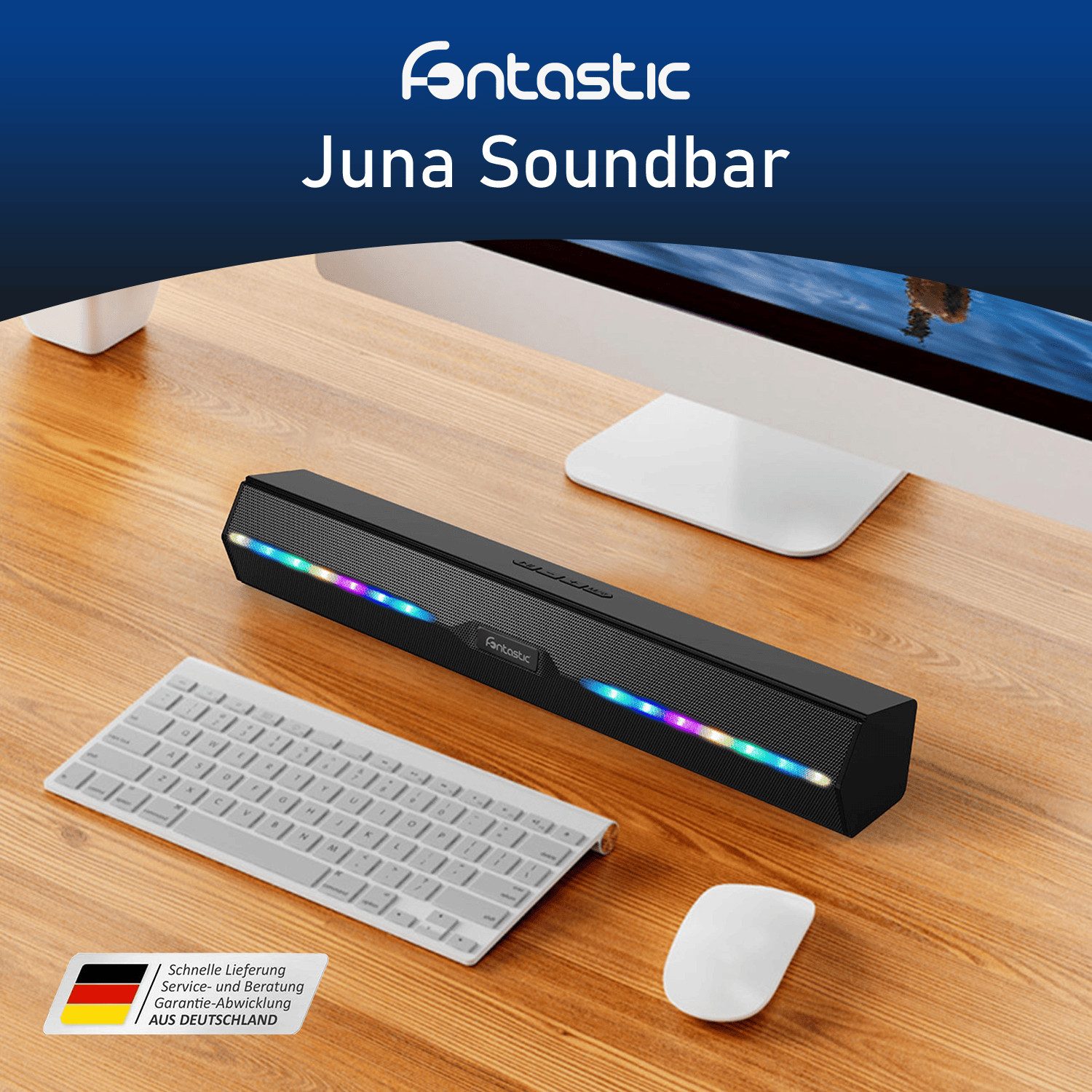 fontastic Juna Soundbar Bluetooth TV Lautsprecher RGB TWS FM Radio Soundbar