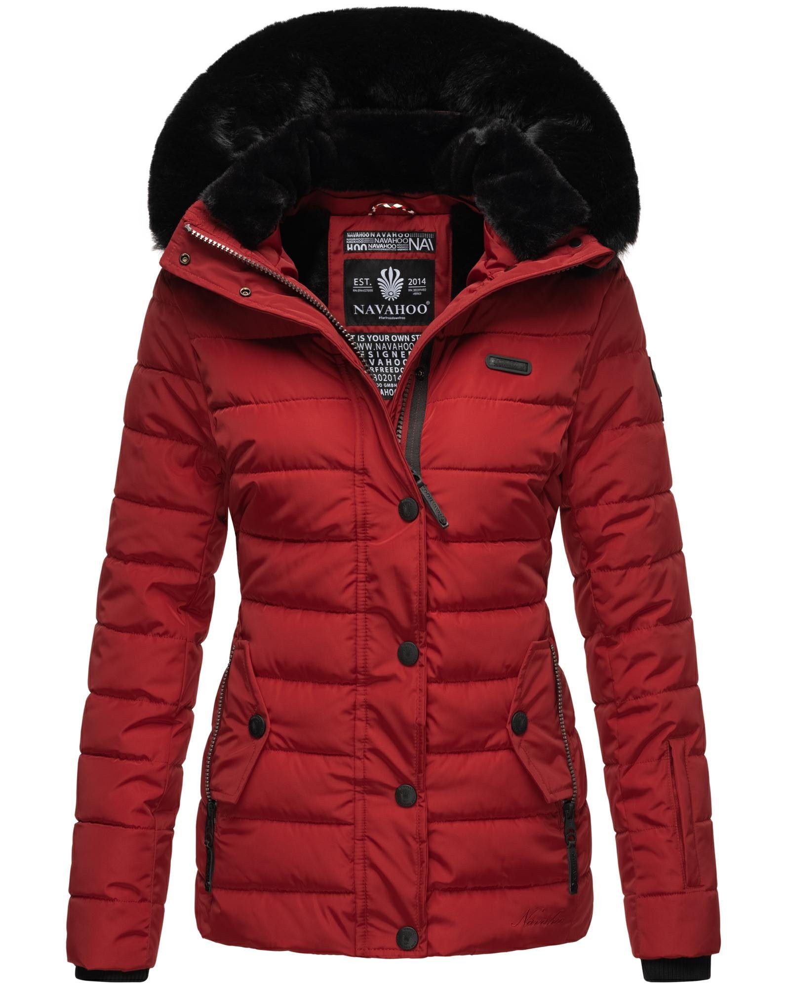 Navahoo Steppjacke Milianaa Edle Winterjacke mit weicher Kunstfell-Kapuze