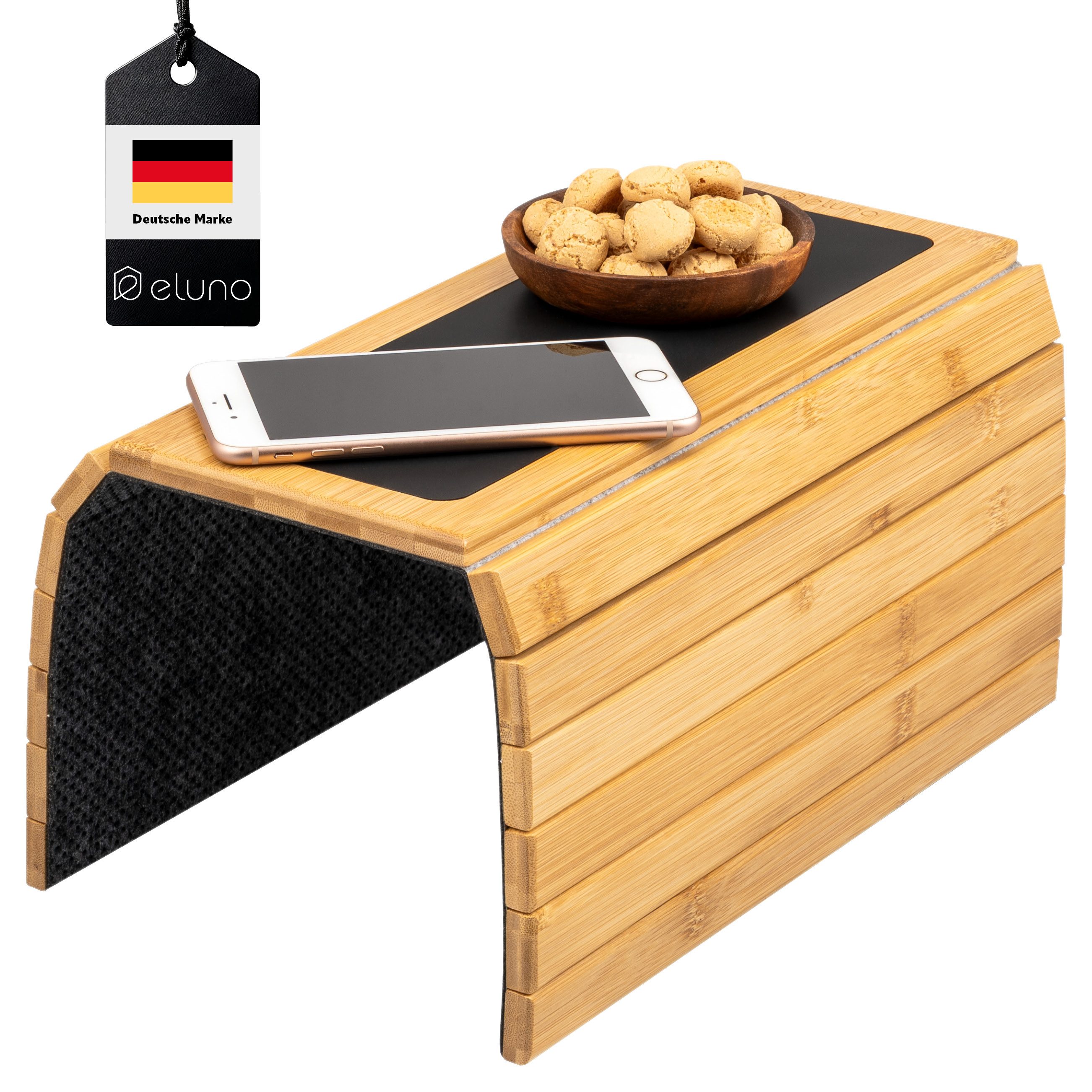 eluno Tabletttisch aus Bambus mit rutschfester Ablage