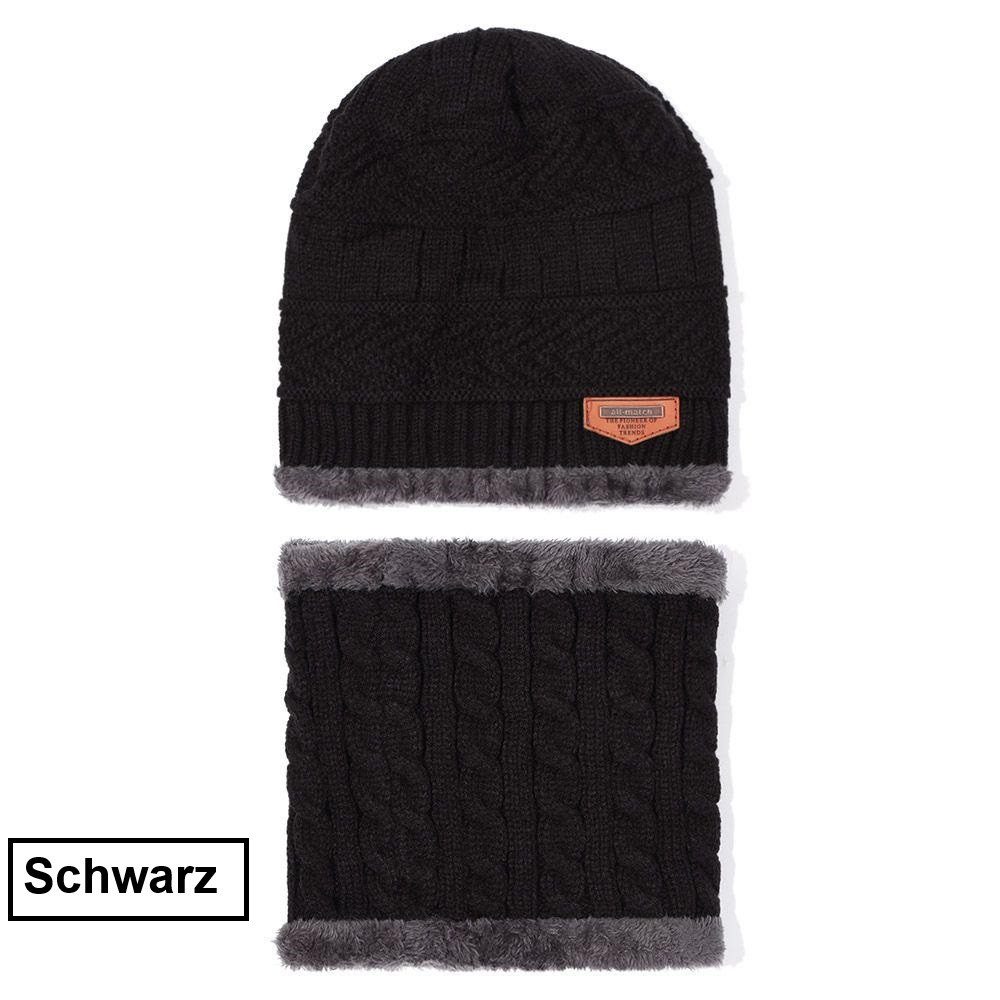 Fleecemütze Wintermütze Beanie Mit Schal Dickes Fleecefutter Hält Kopf Hals Warm
