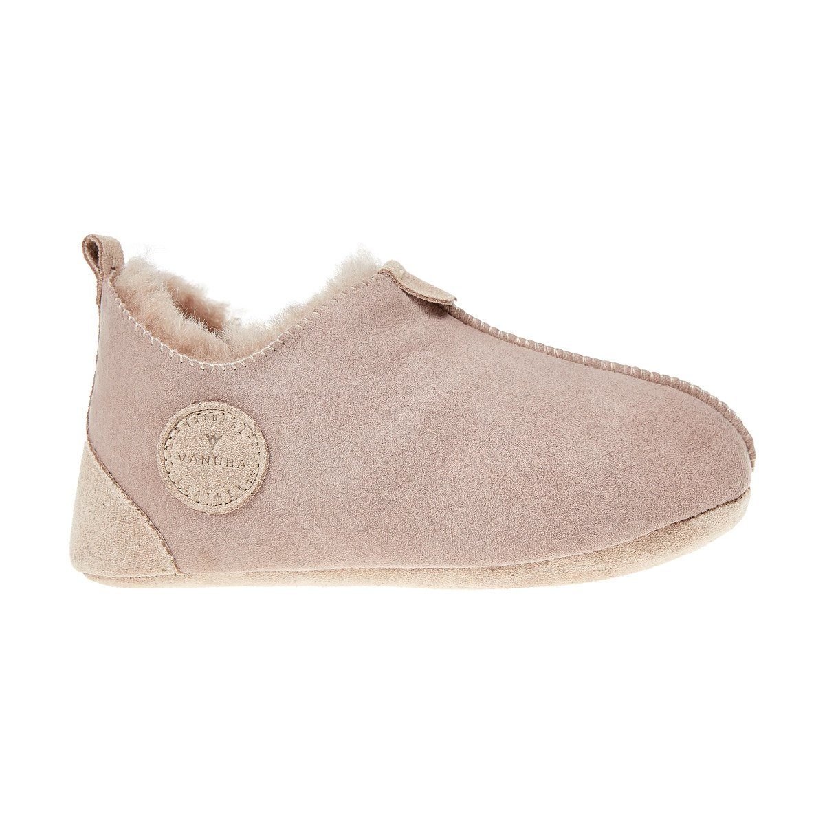 Hüttenschuhe/Winter-Hausschuhe/Gefüttert Vanuba Beige/Beige Kinder Echtleder OXFORD Hausschuh