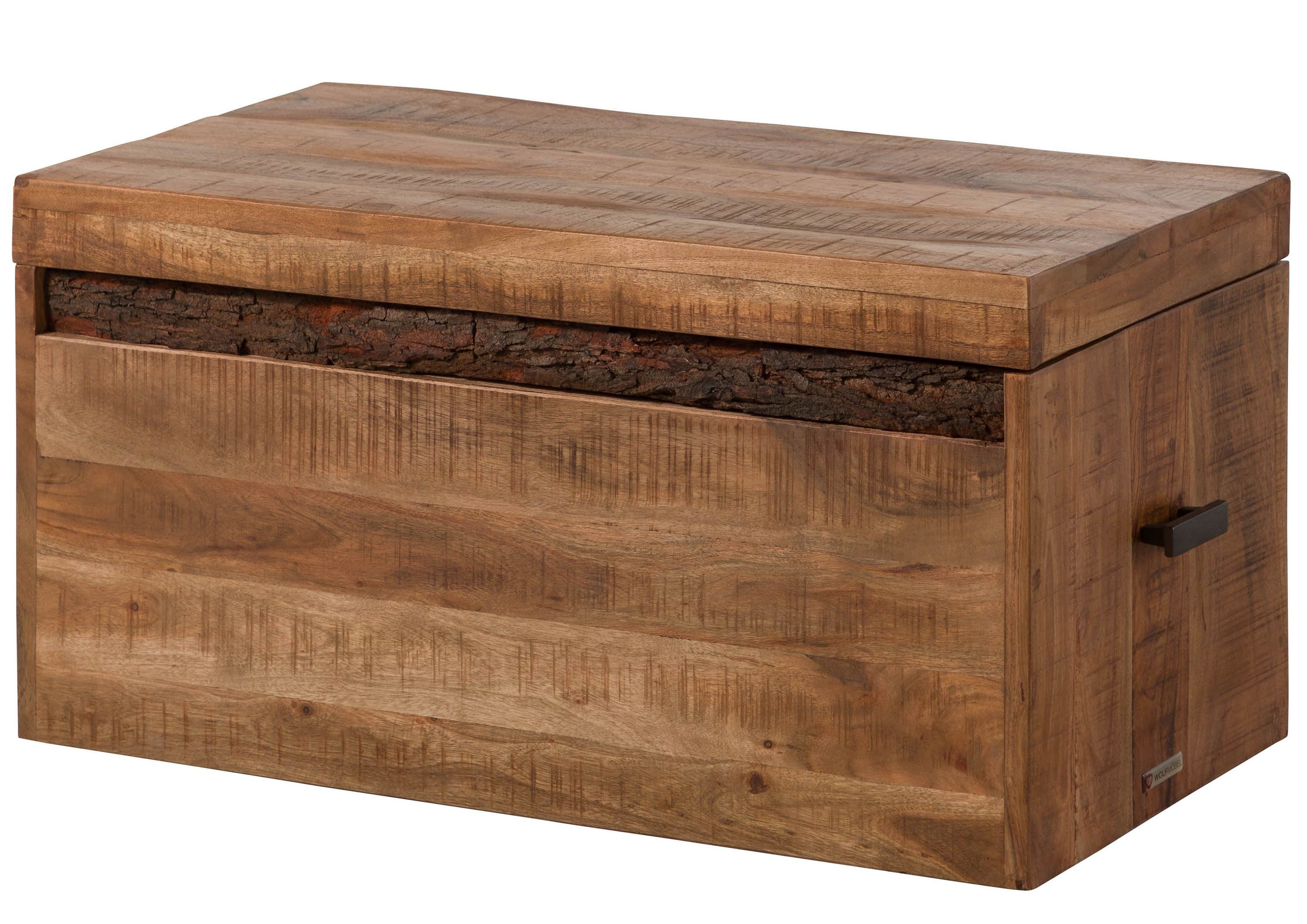 Massivmoebel24 Truhe (1 St., Akazie 80x40x40 natur lackiert BARK #123), Akazie 80x40x40 natur lackiert BARK #123