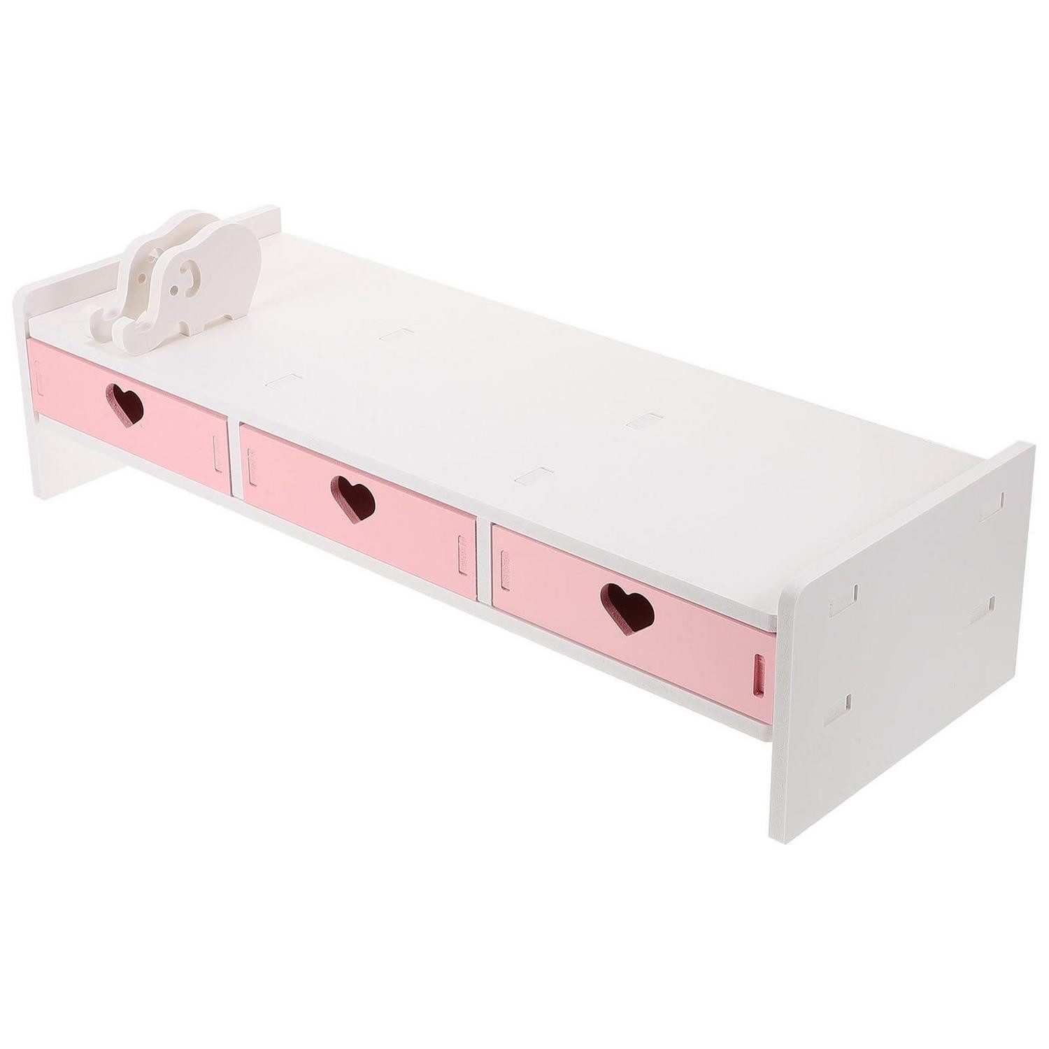 LuxusKollektion Monitorständer Monitorständer mit Schubladen Rosa, (1-tlg)