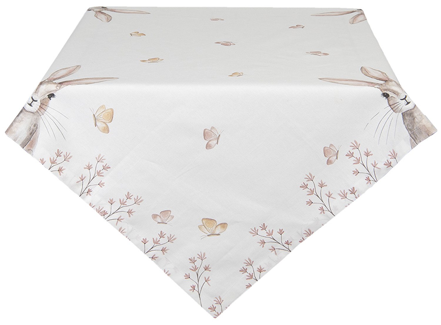Clayre & Eef Tischdecke Rustic Easter Bunny (1-tlg, 1-teilig), quadratische Tischdecke Mitteldecke ca.100x100cm Baumwolle