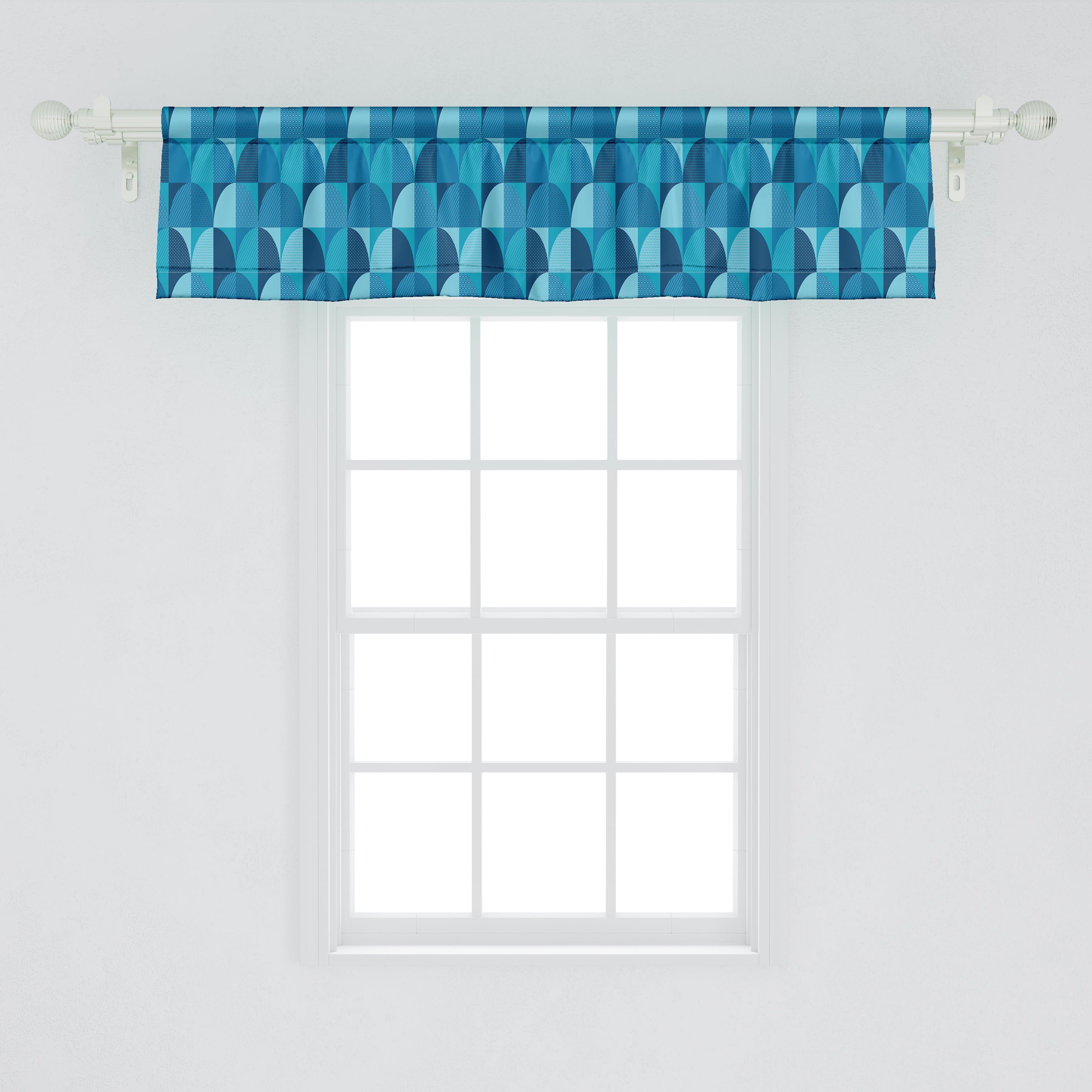 Scheibengardine Geometrisch für Mosaik-Kunst Microfaser, Dekor Vorhang in Runden Abakuhaus, Küche Volant mit Semi Schlafzimmer Stangentasche,