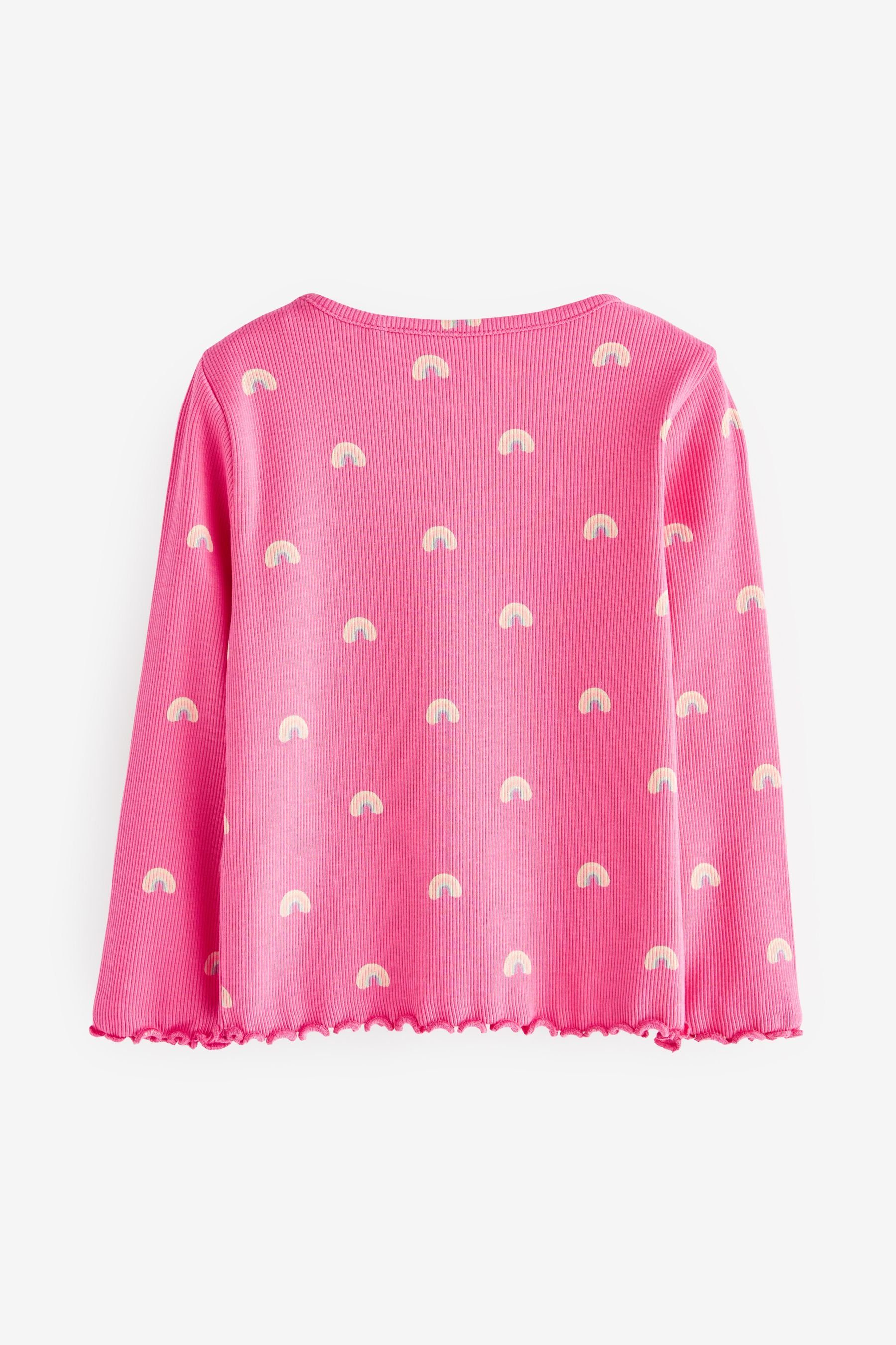 (1-tlg) Langarmshirt Bright Feinripp-Shirt Langärmeliges Next Rainbow Pink