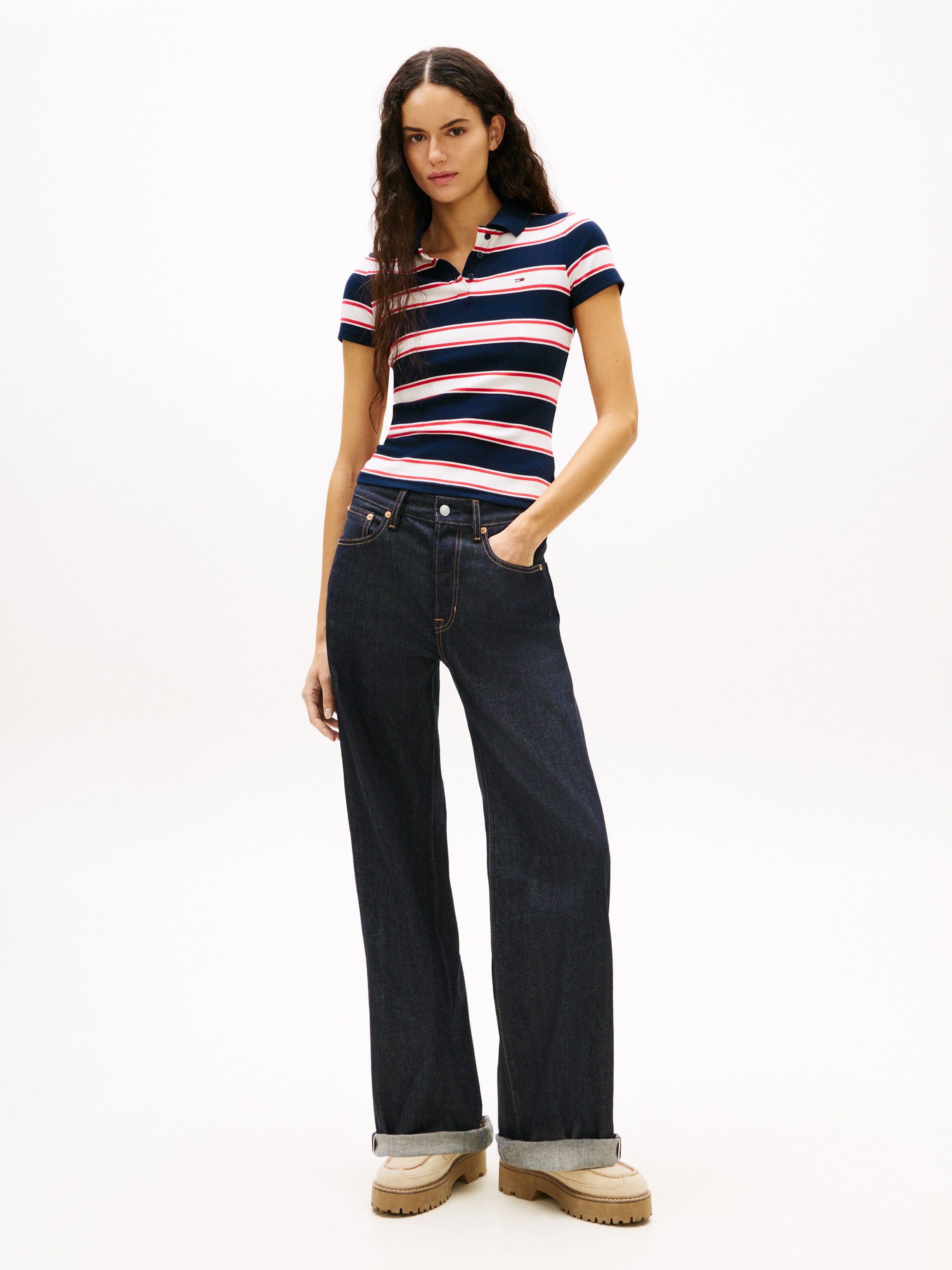 Tommy Jeans Poloshirt TJW SLIM RIB SS POLO mit gerippter Struktur