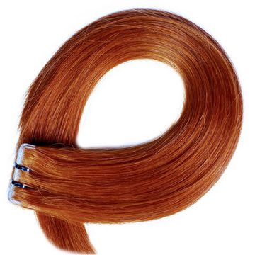 hair2heart Echthaar-Extension Invisible Tape Extensions - Premium #8/43 Hellblond Rot-Gold 40cm