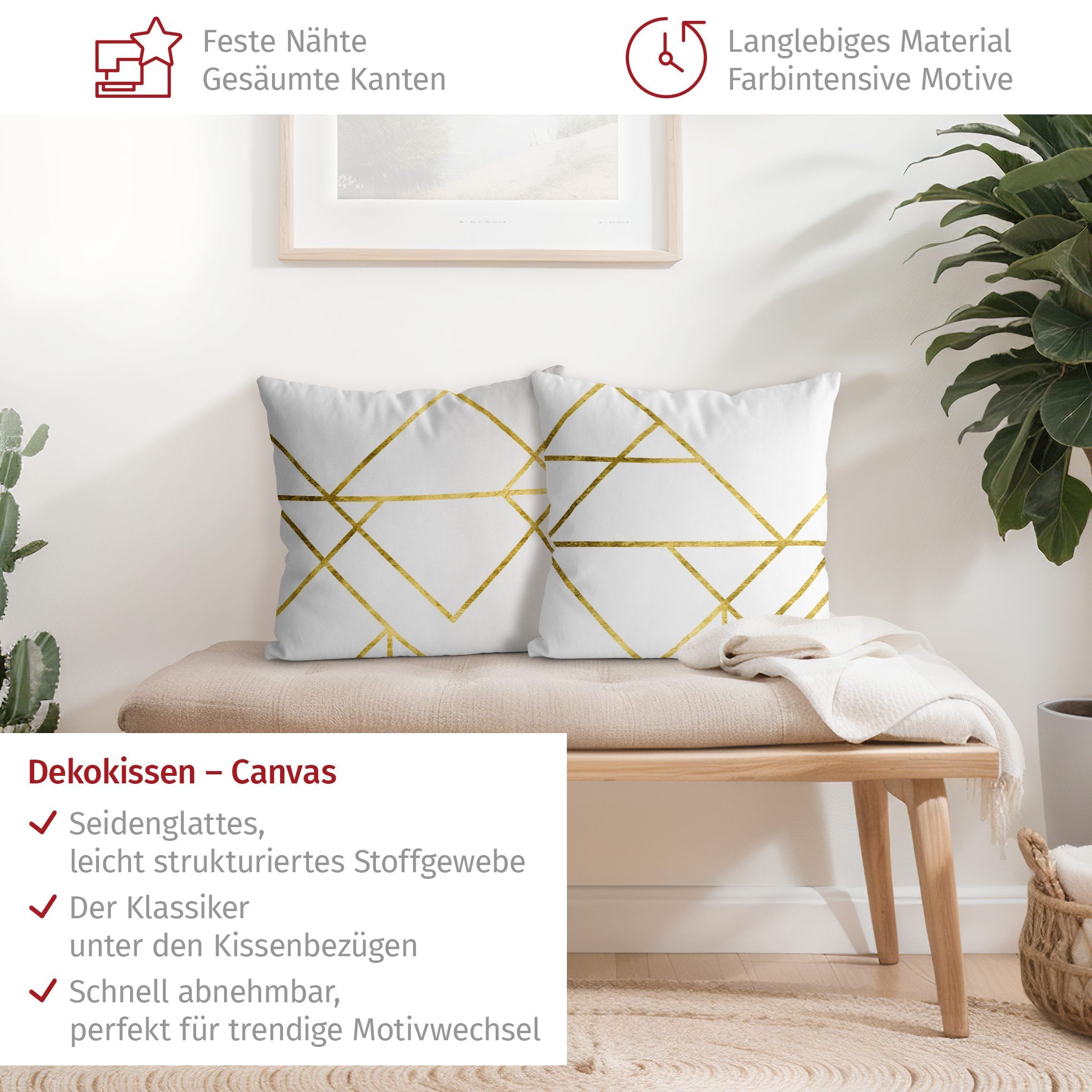 Bilderdepot24 Dekokissen 2-teilig drinnen Kissenhülle/ Sofakissen/ Zierkissen Kissenhülle gold, Bezug mit / ohne Füllung Zierkissen Outdoor Sofa Bett