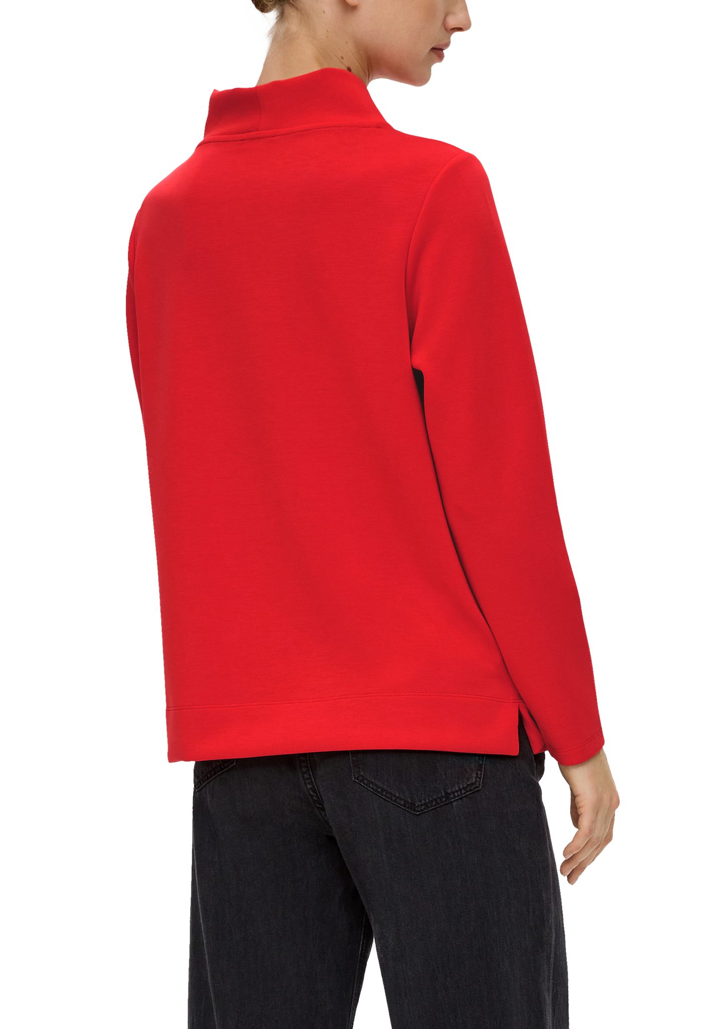 Kragen mit drapiertem Sweatshirt s.Oliver rot Scuba-Sweatshirt